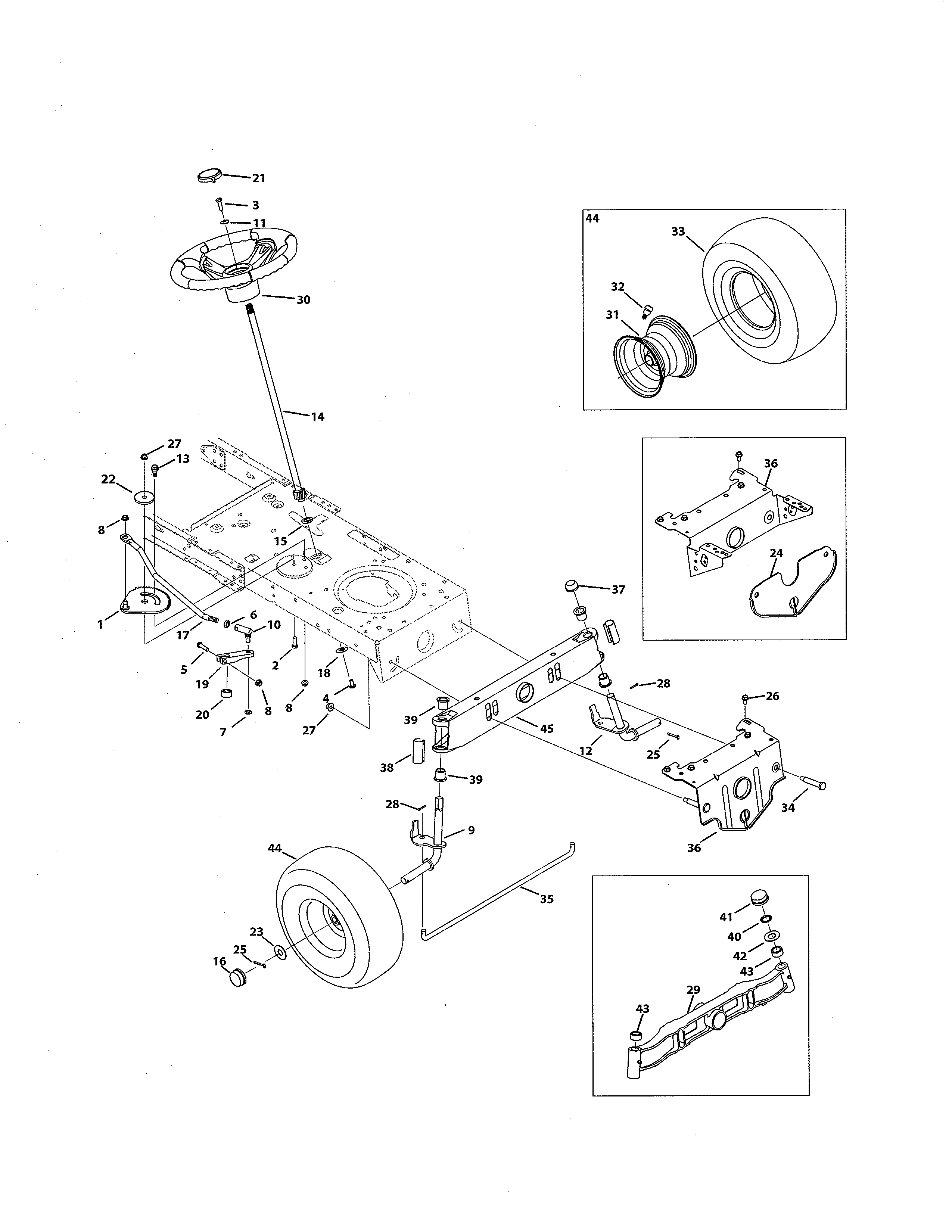 MTD 13AO772S055 front end steering diagram