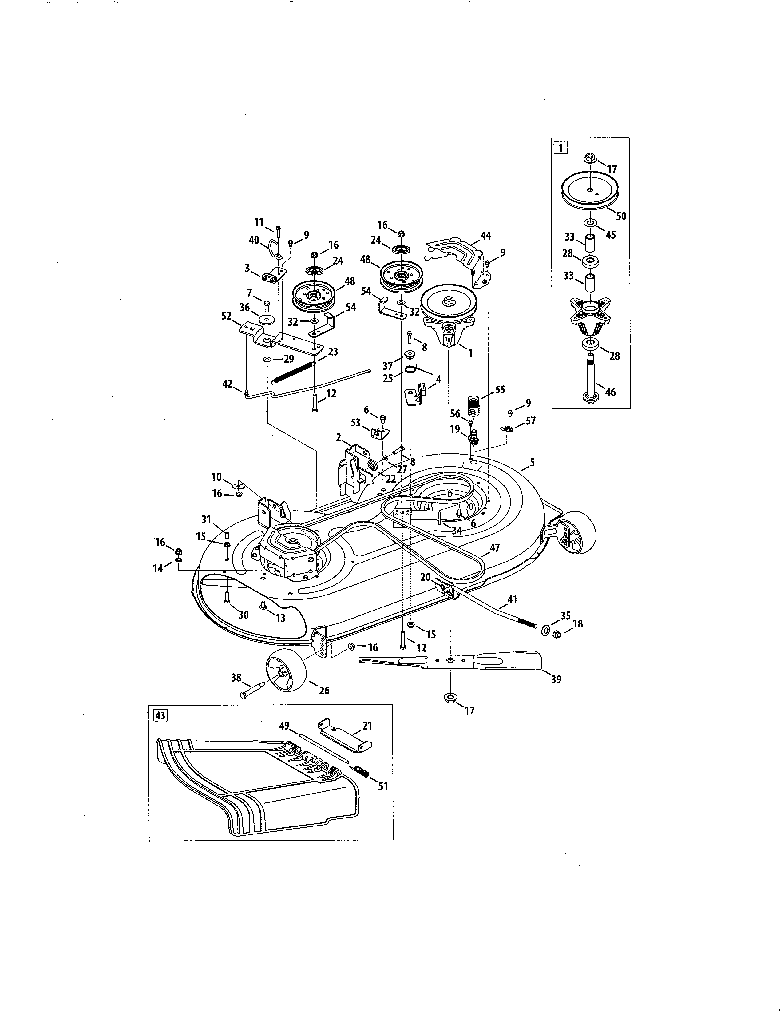 MTD 13AO772S055 42" deck diagram