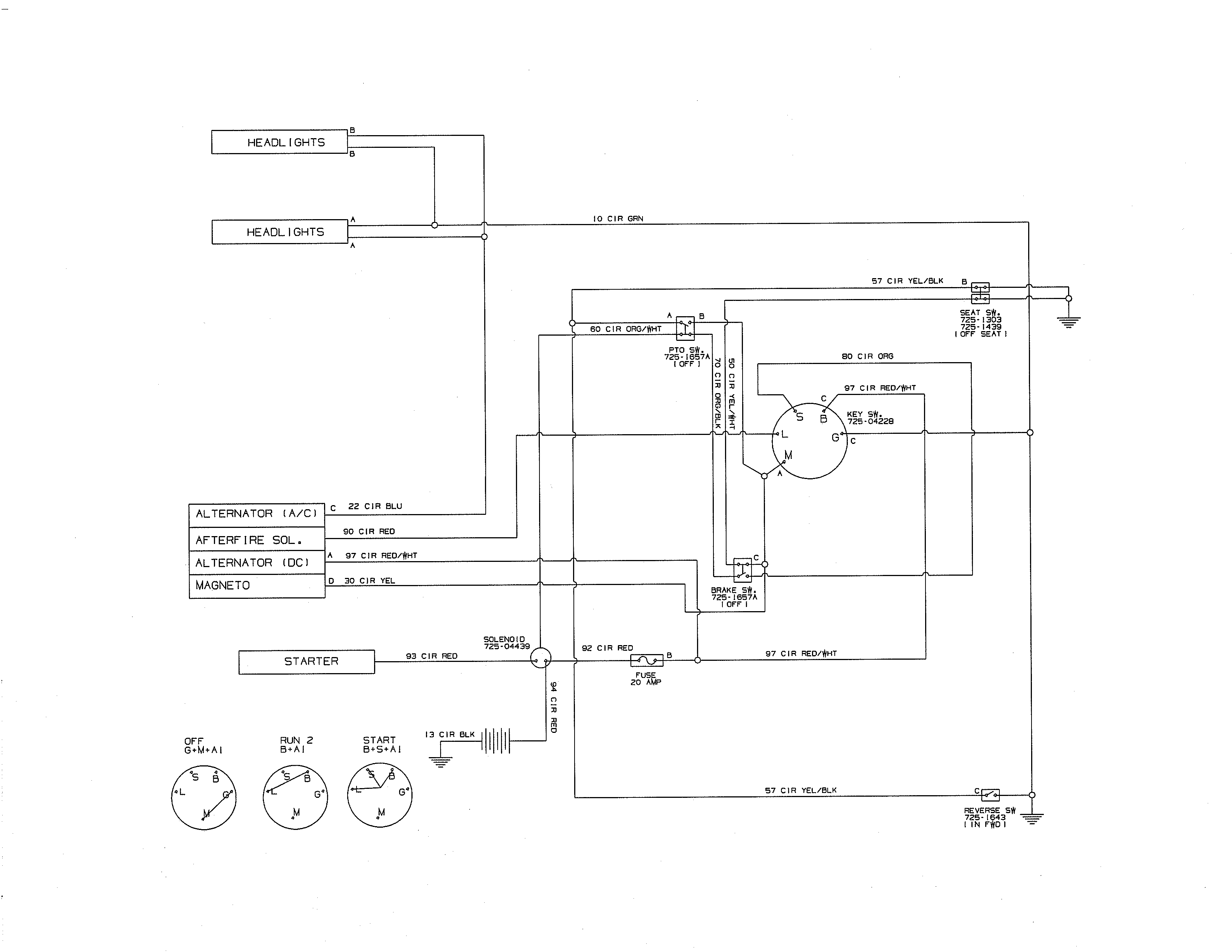 MTD 13AO772S055 wiring harness schematic-725-04567g diagram