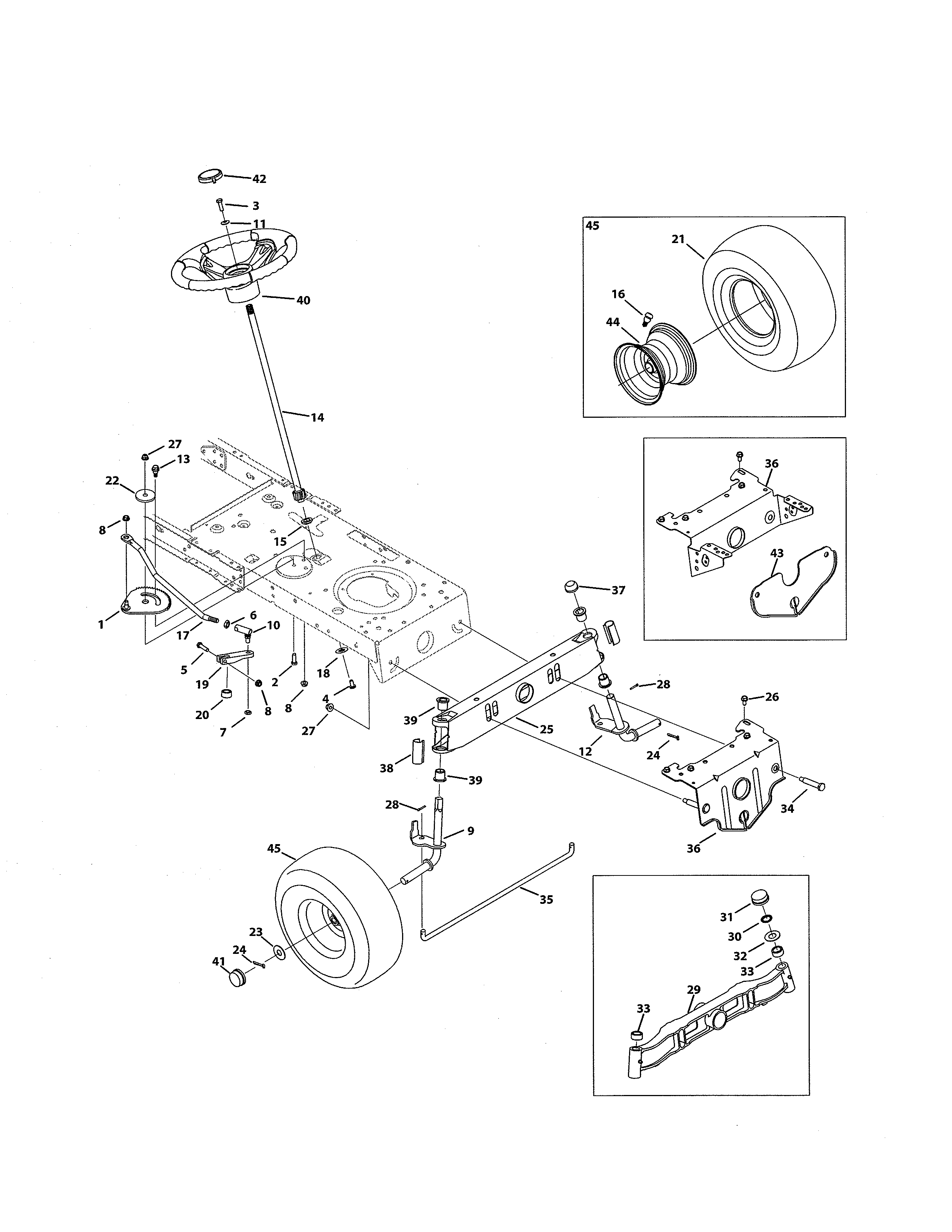 MTD 13A0785T055 front end steering diagram