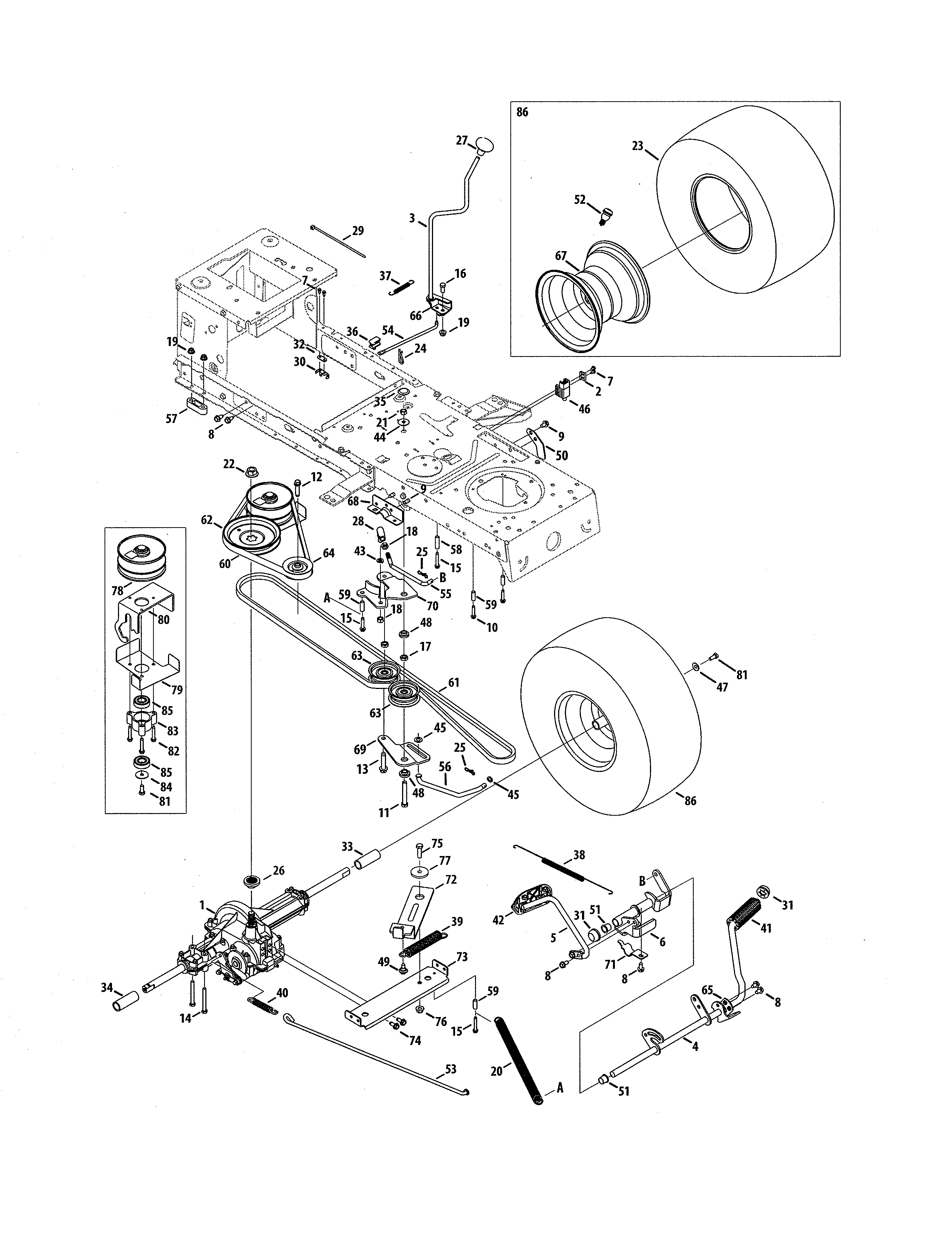 MTD 13A0785T055 transmission diagram