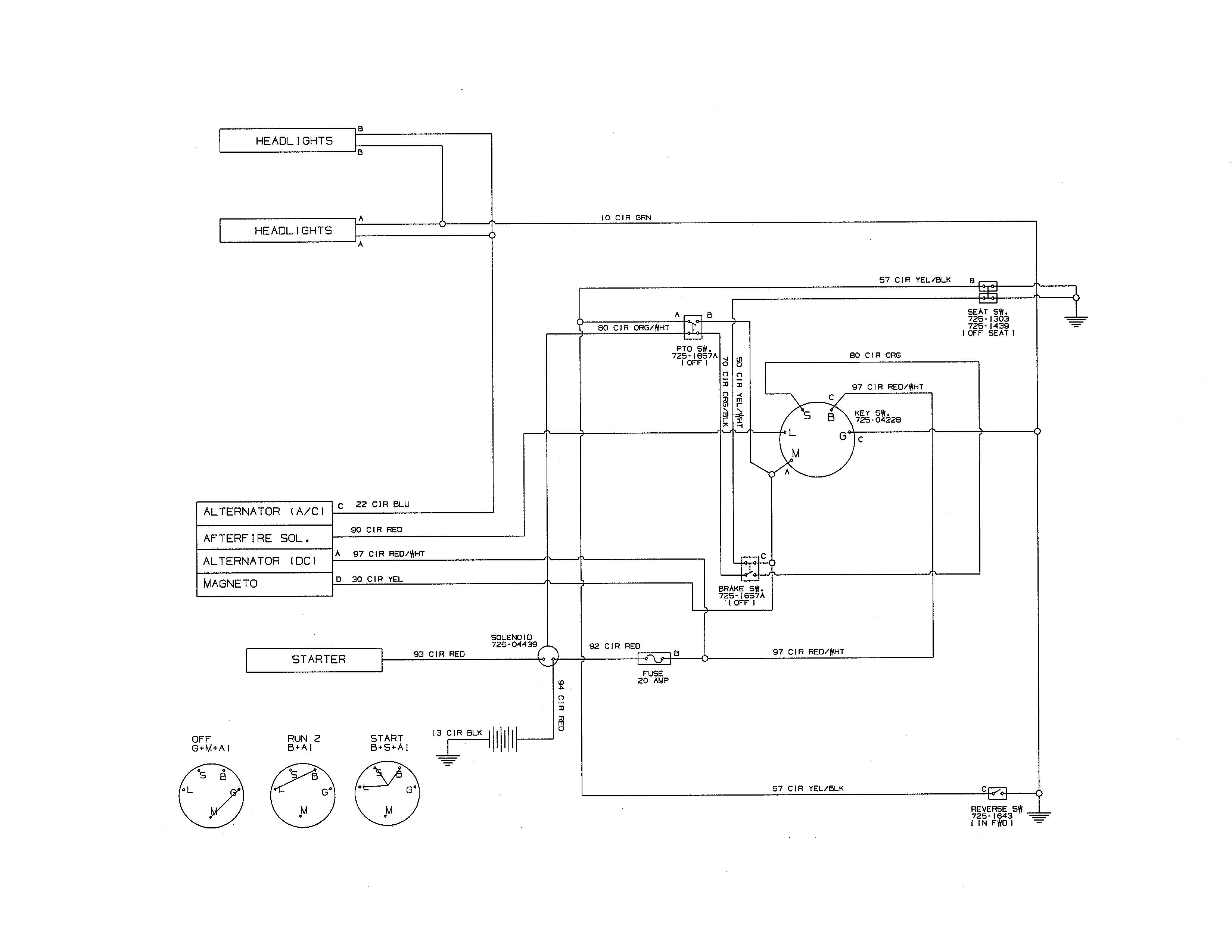 MTD 13A0785T055 wiring harness schematic - 725-04567g diagram