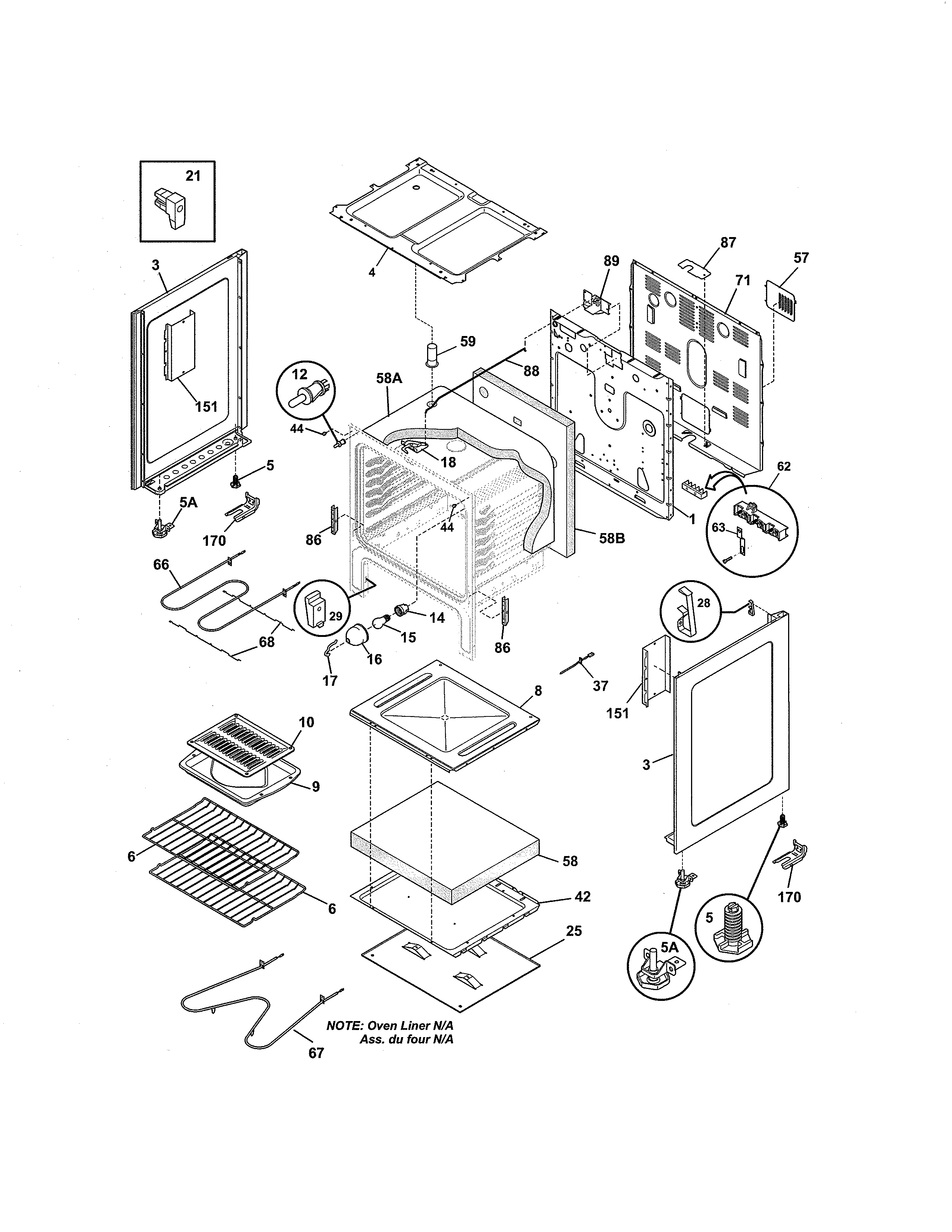 Frigidaire FEF356GSB body diagram