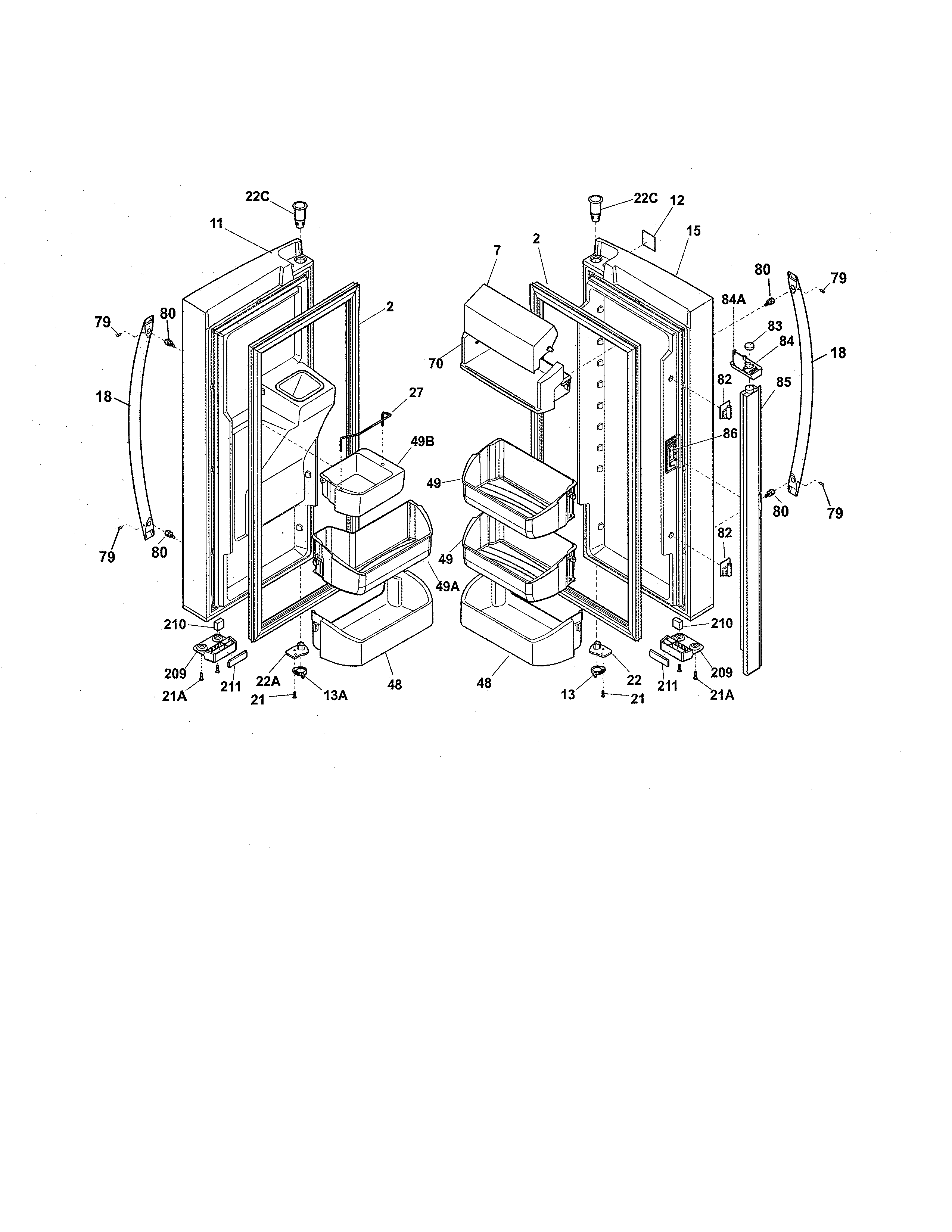 Kenmore 25370312213 fresh food door diagram