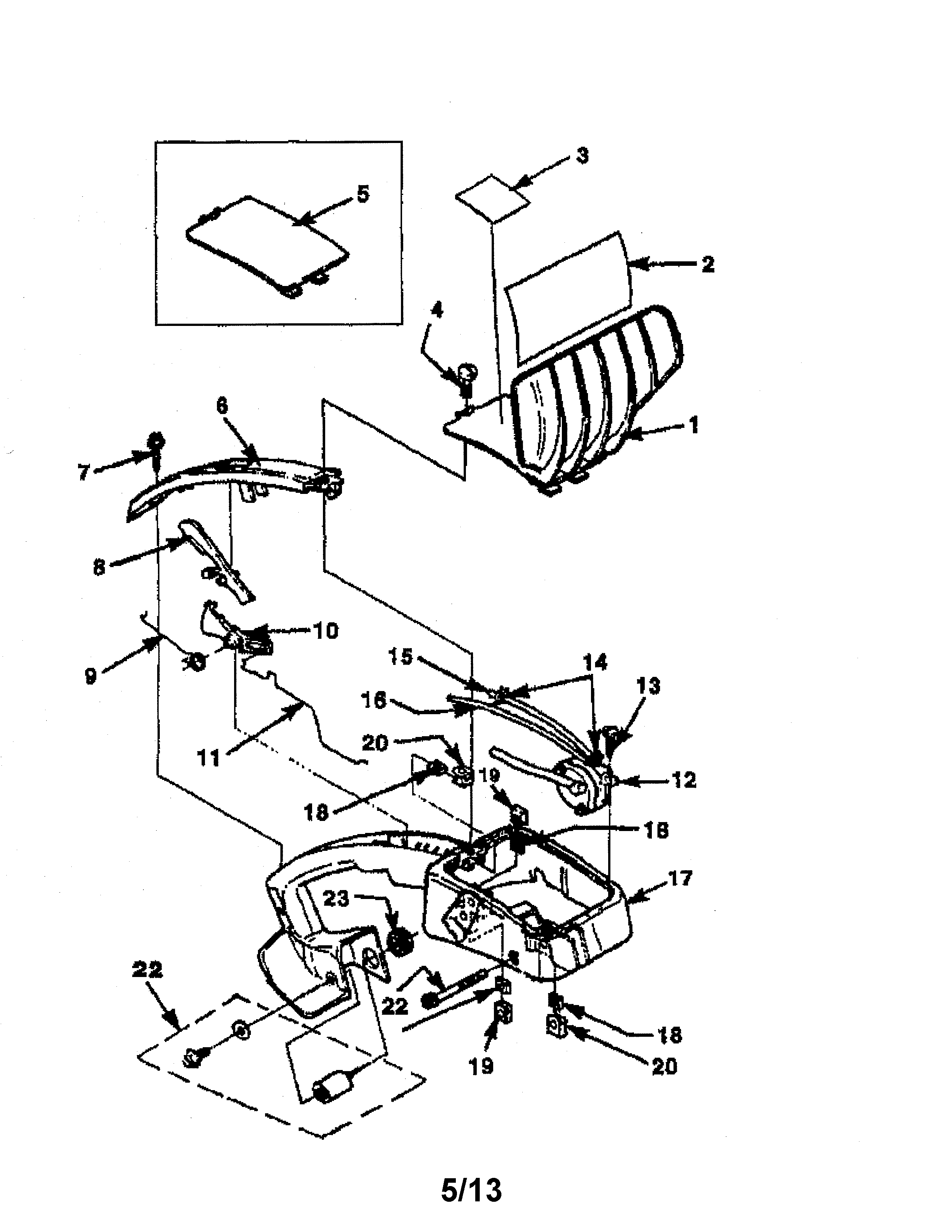 Homelite UT-10629 carburetor chamber/rear handle diagram