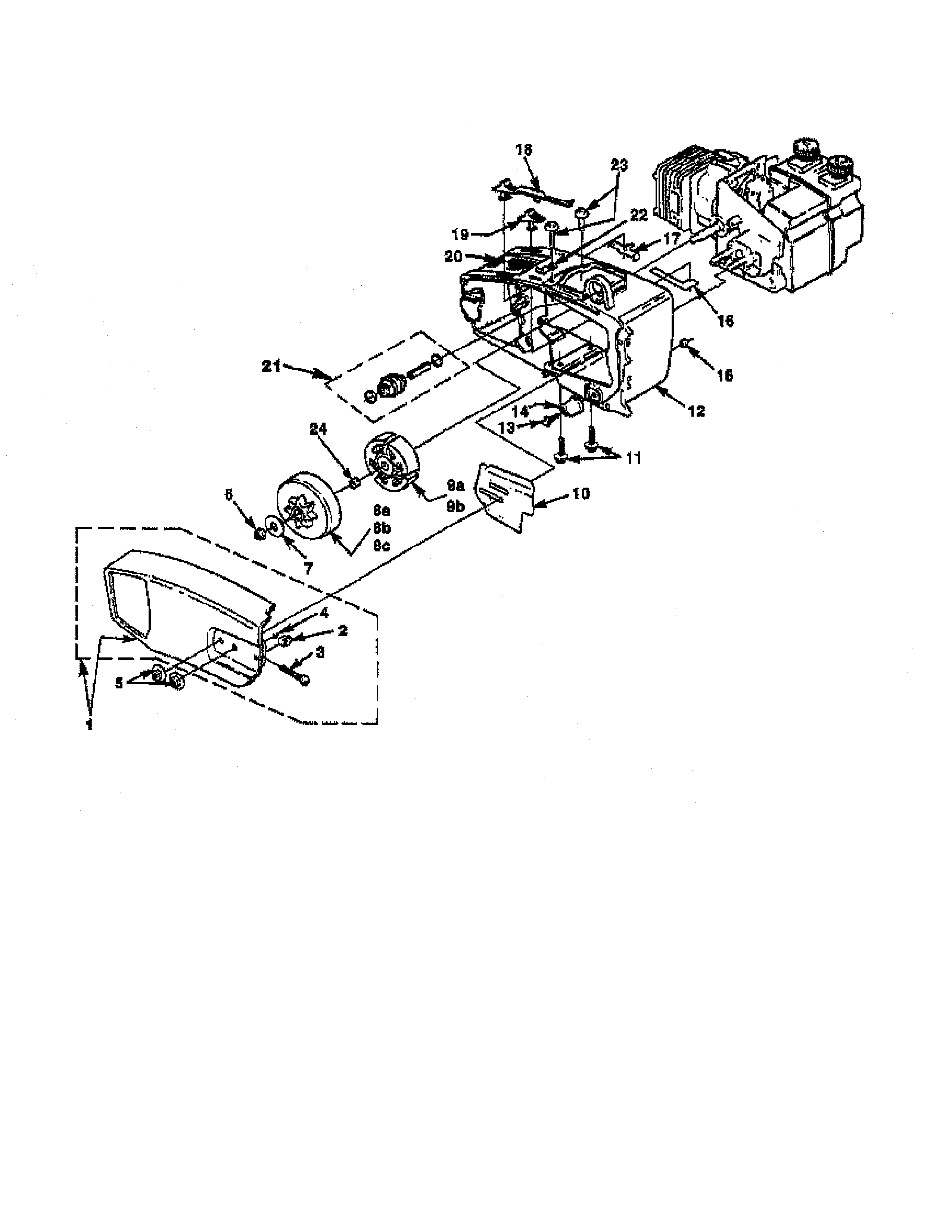 Homelite UT-10629 engine housing/clutch diagram