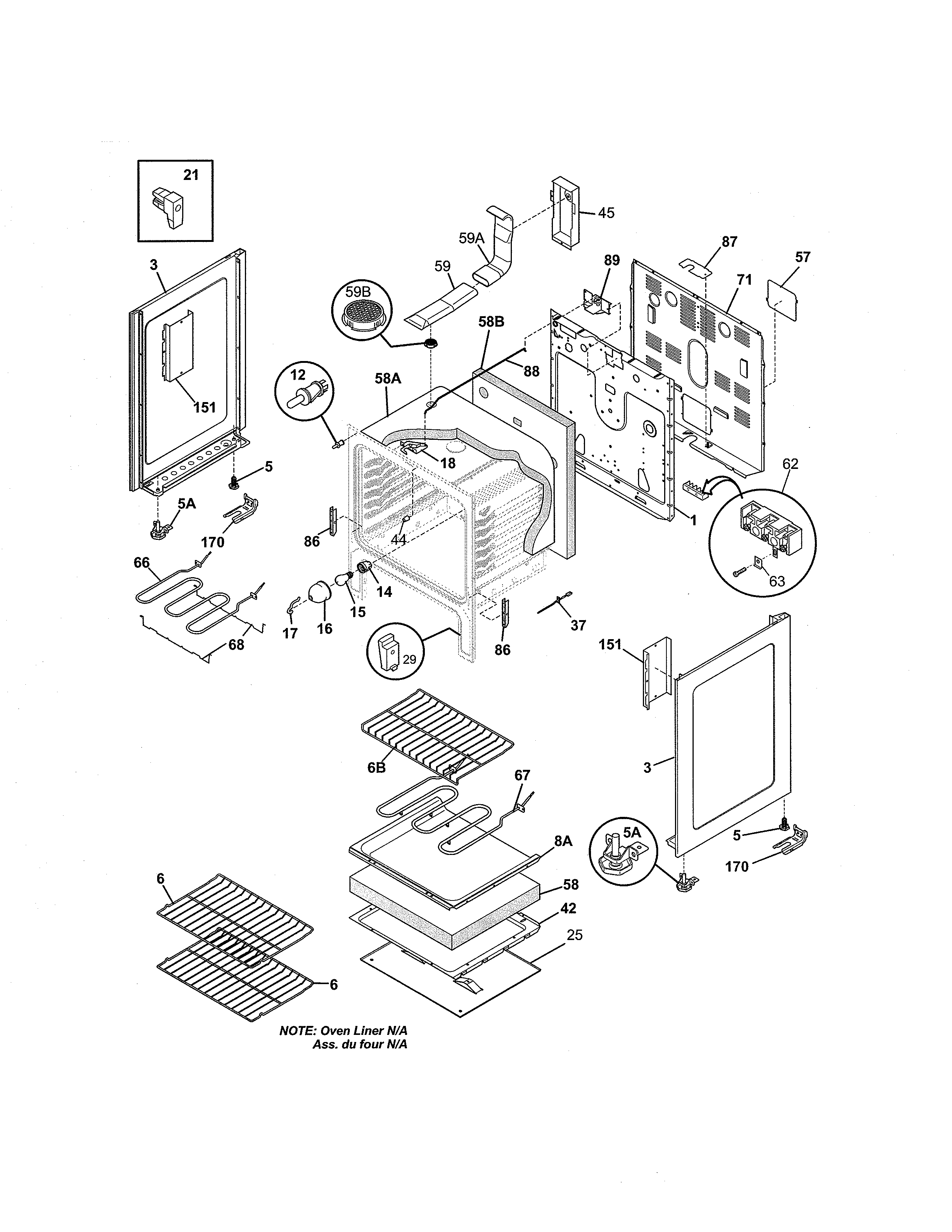 Frigidaire FEFB78DQJ body diagram