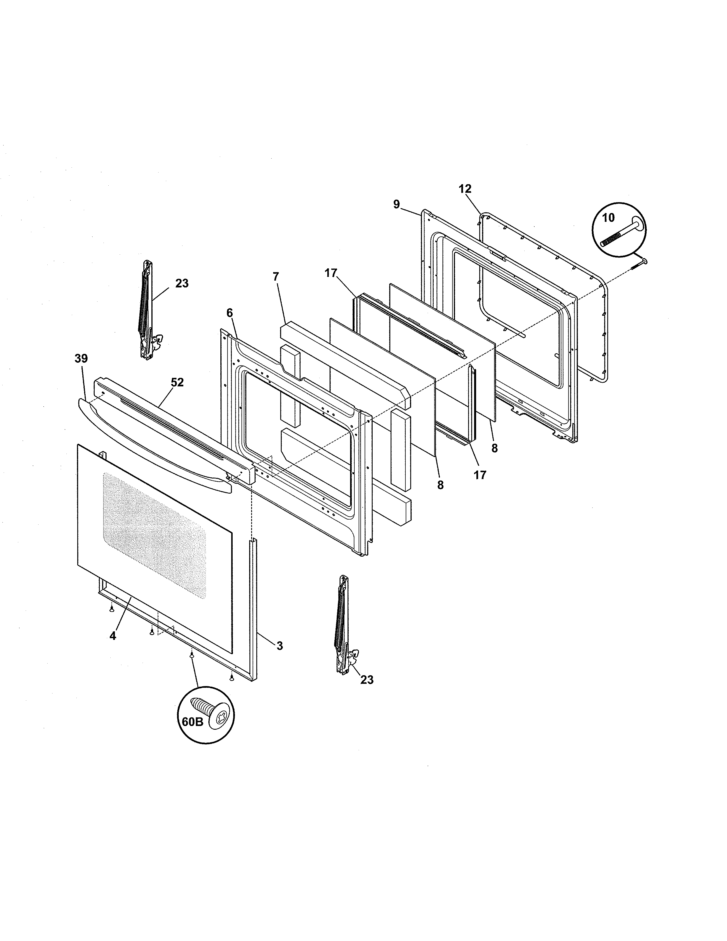 Frigidaire FEFB78DQJ door diagram