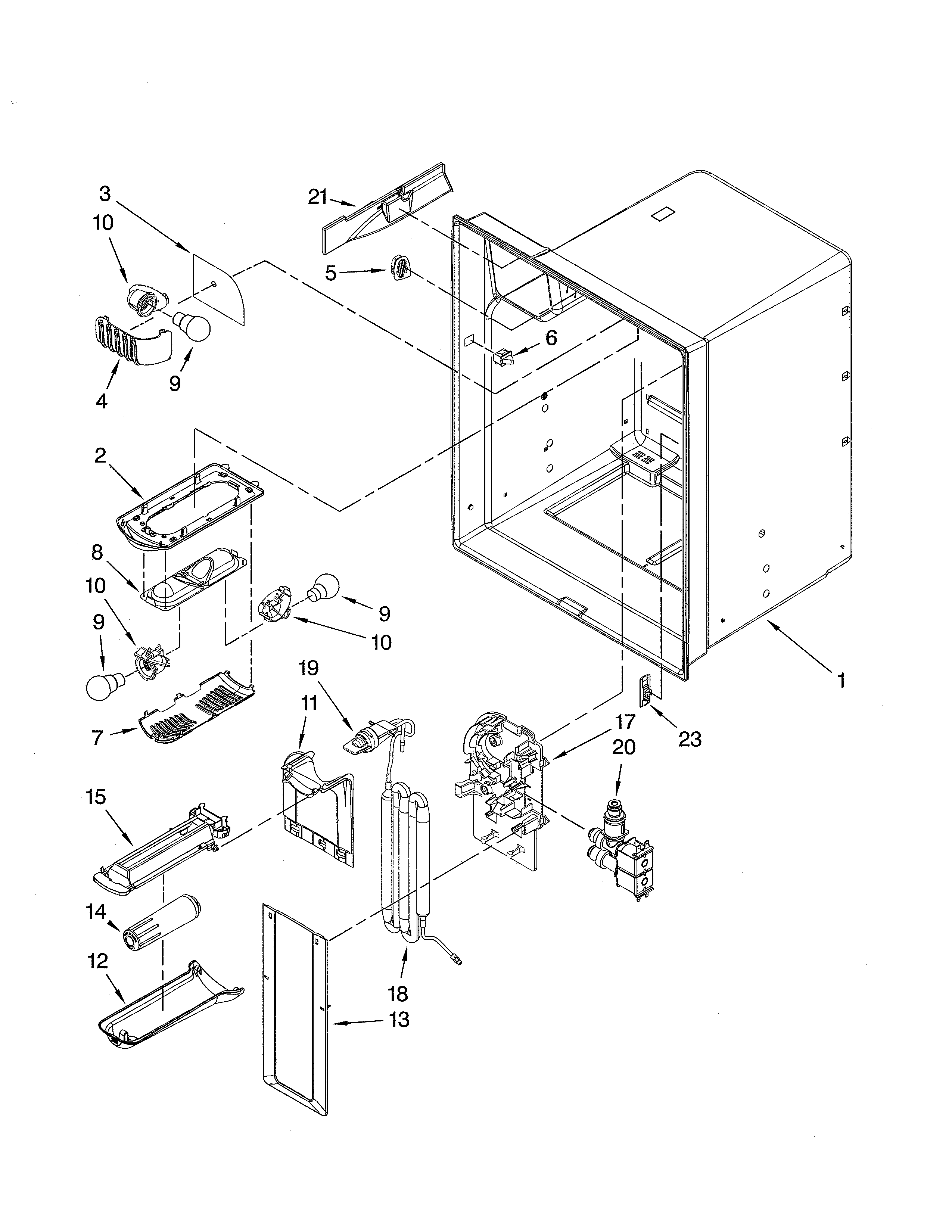 Kenmore 59679243014 refrigerator liner diagram