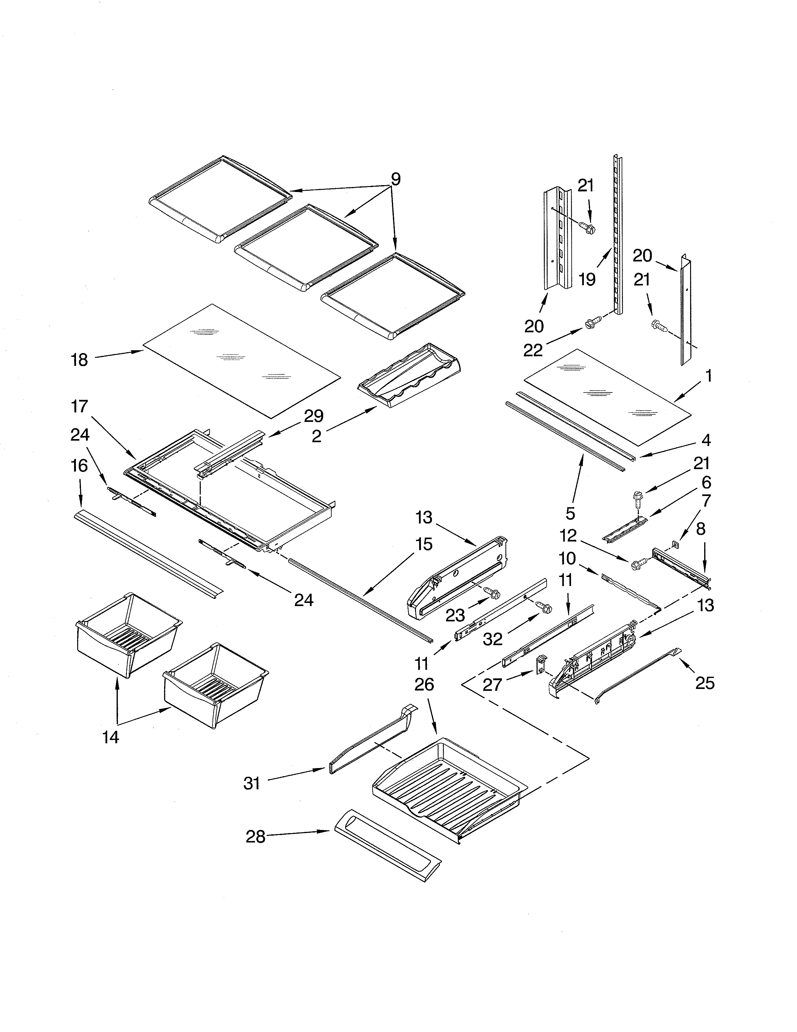 Kenmore 59679243014 shelf diagram