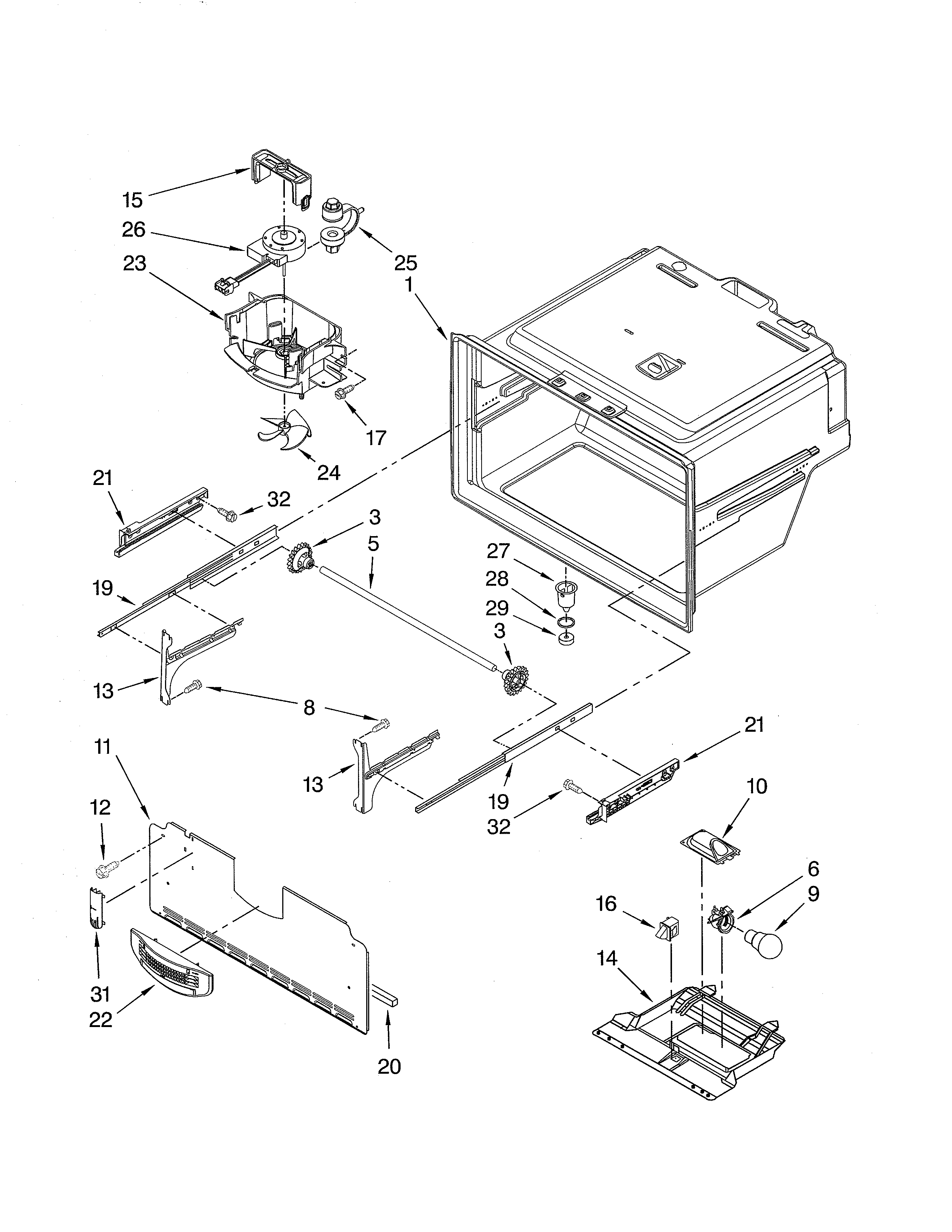 Kenmore 59679243014 freezer liner diagram