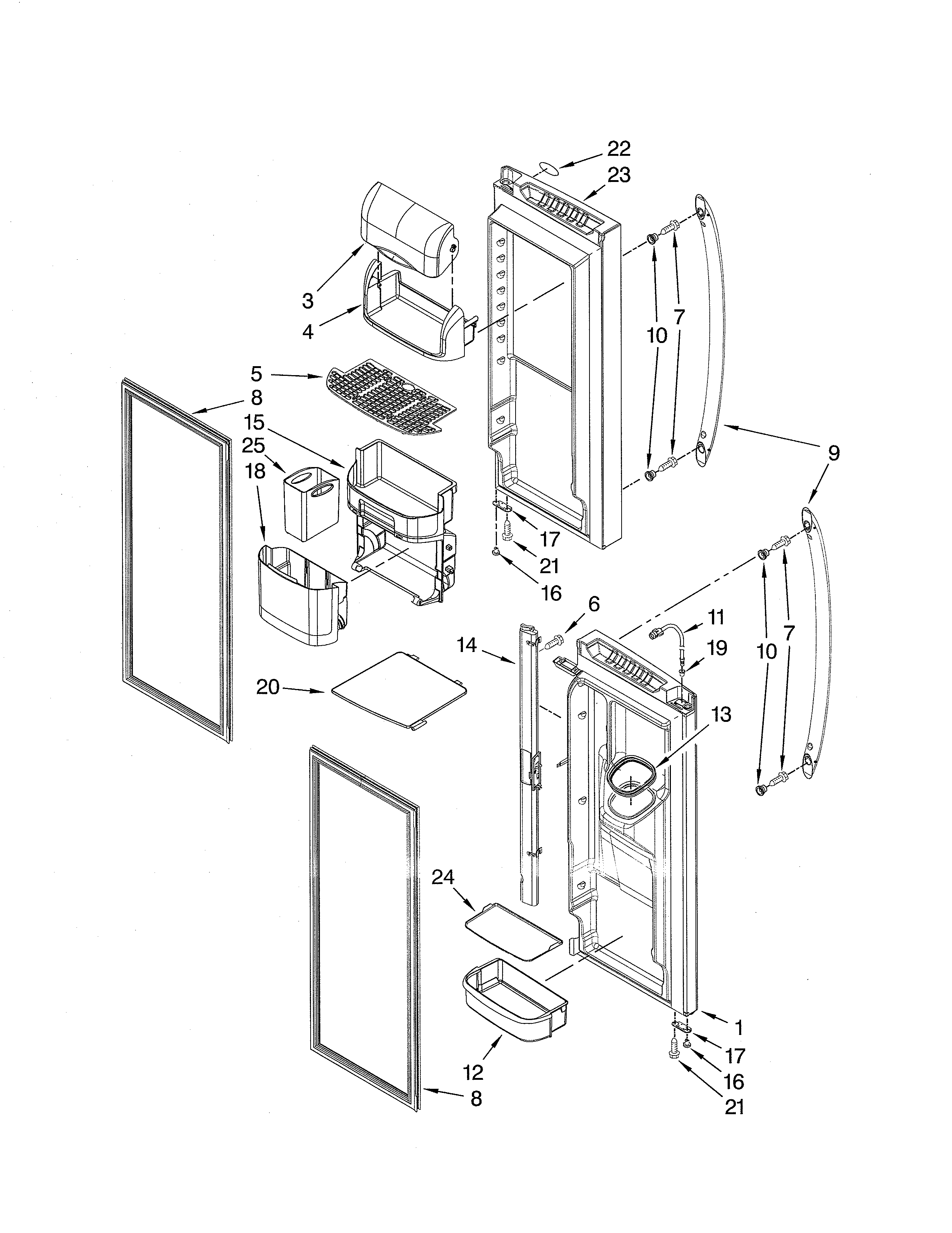 Kenmore 59679243014 refrigerator door diagram