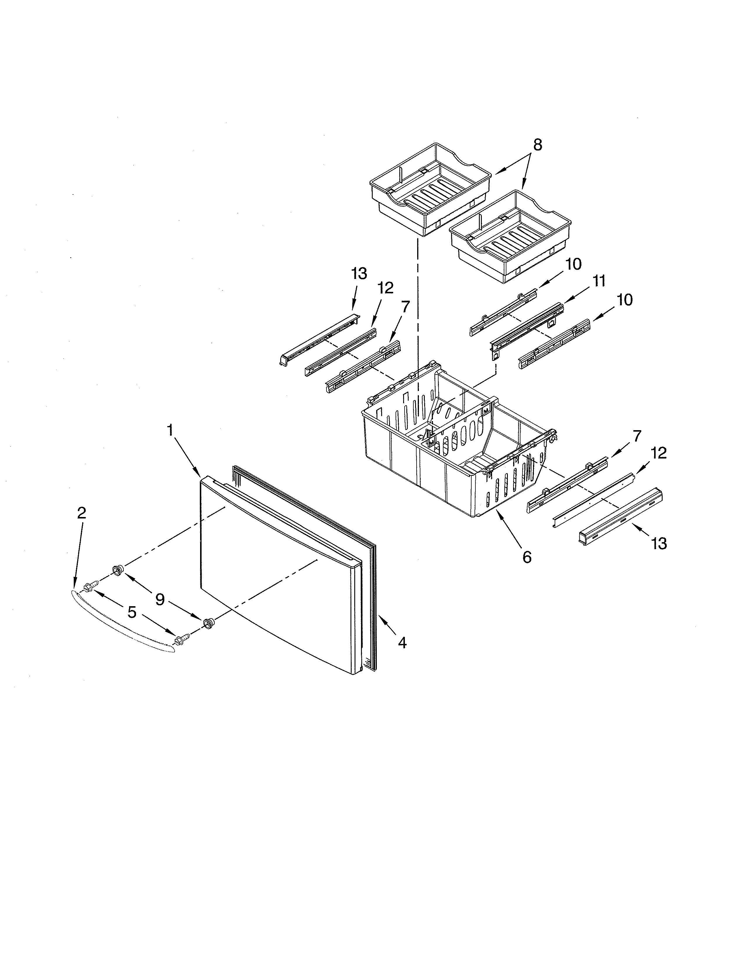 Kenmore 59679243014 freezer door diagram