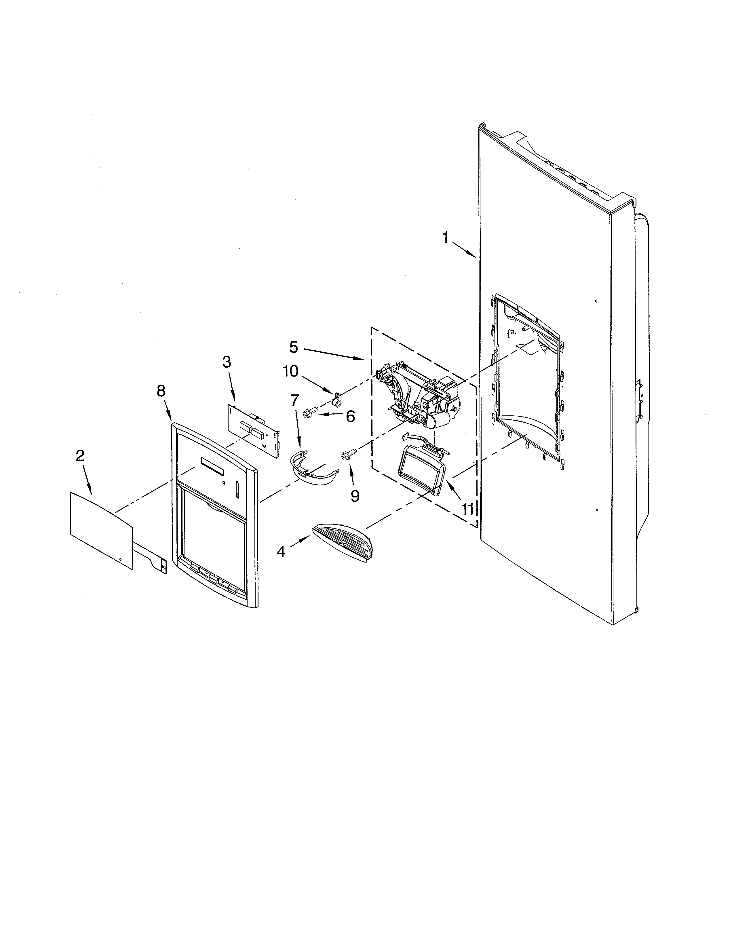 Kenmore 59679243014 dispenser front diagram