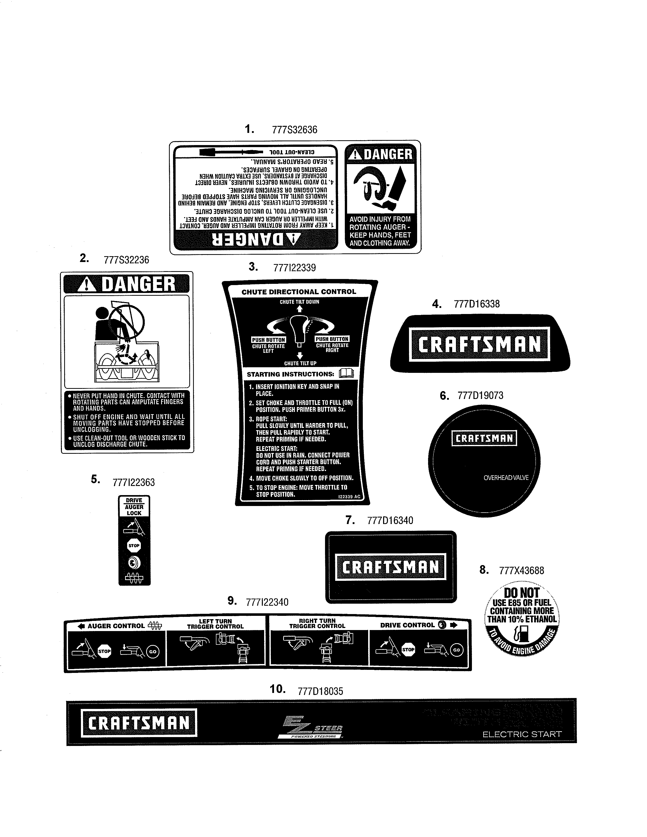 Craftsman 247883951 decals diagram