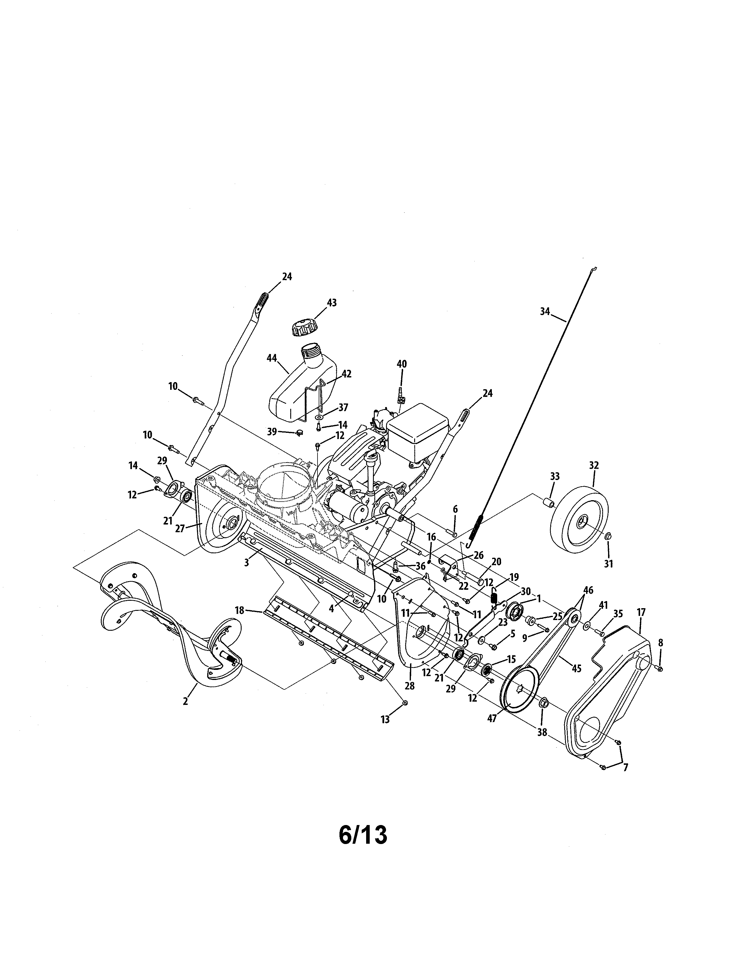 Craftsman 247887821 auger/fuel tank diagram