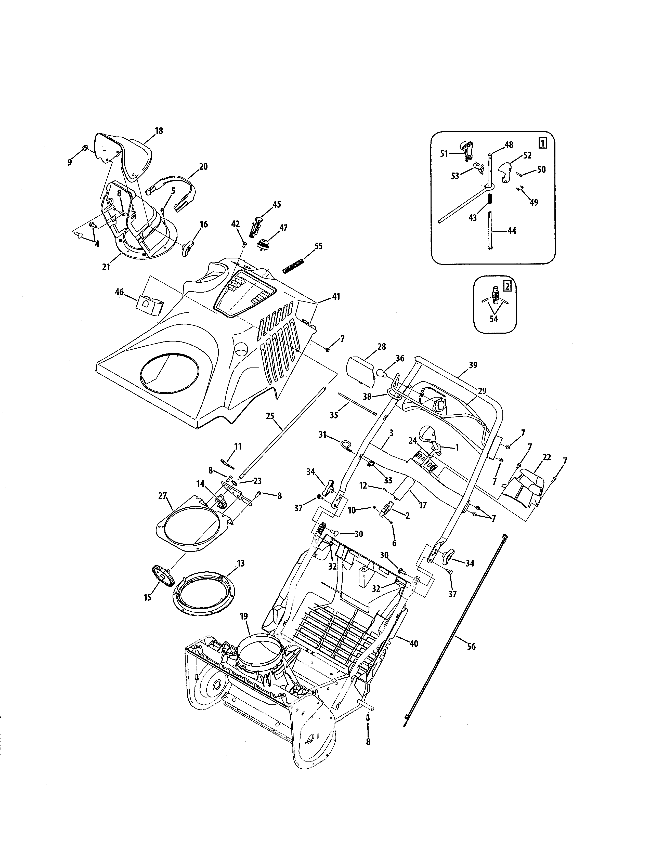 Craftsman 247887821 chute/cover/handle diagram