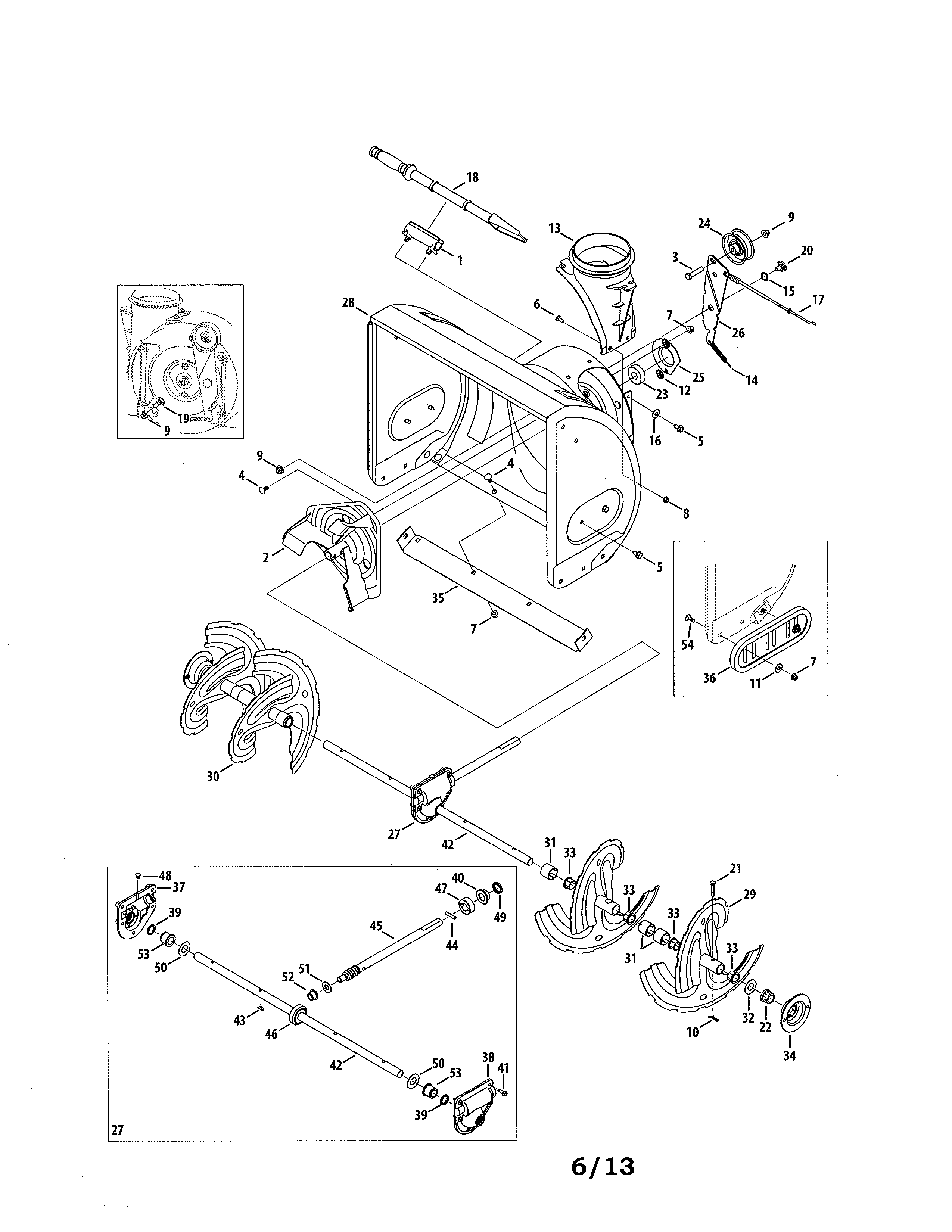 Craftsman 247886914 auger & housing/gearbox diagram