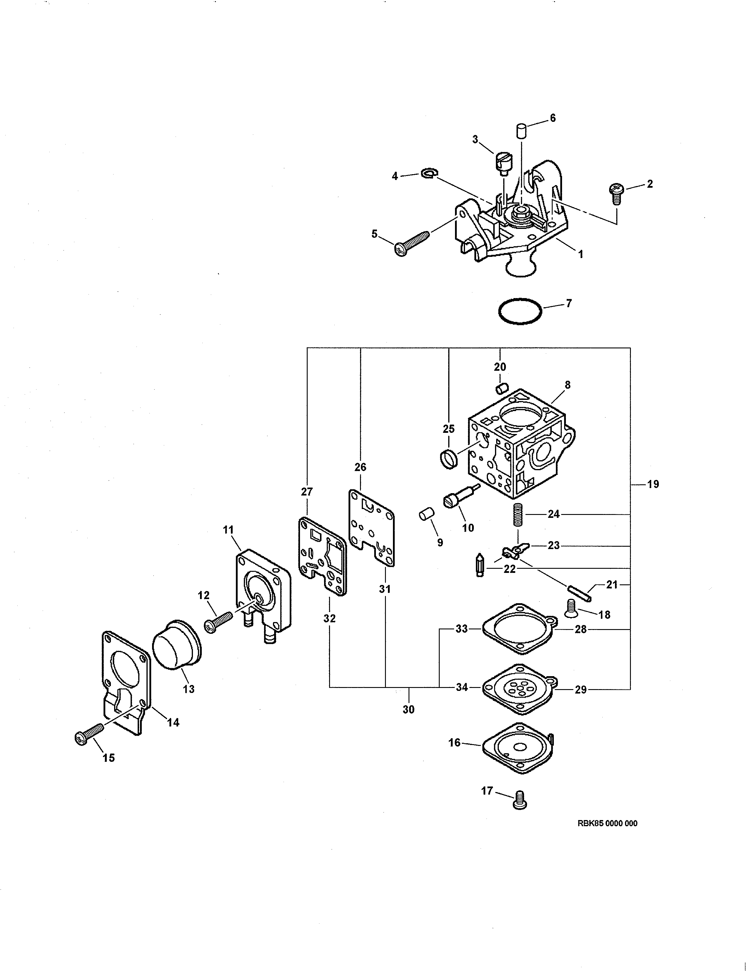 Echo PB-265L carburetor - rb-k85 diagram