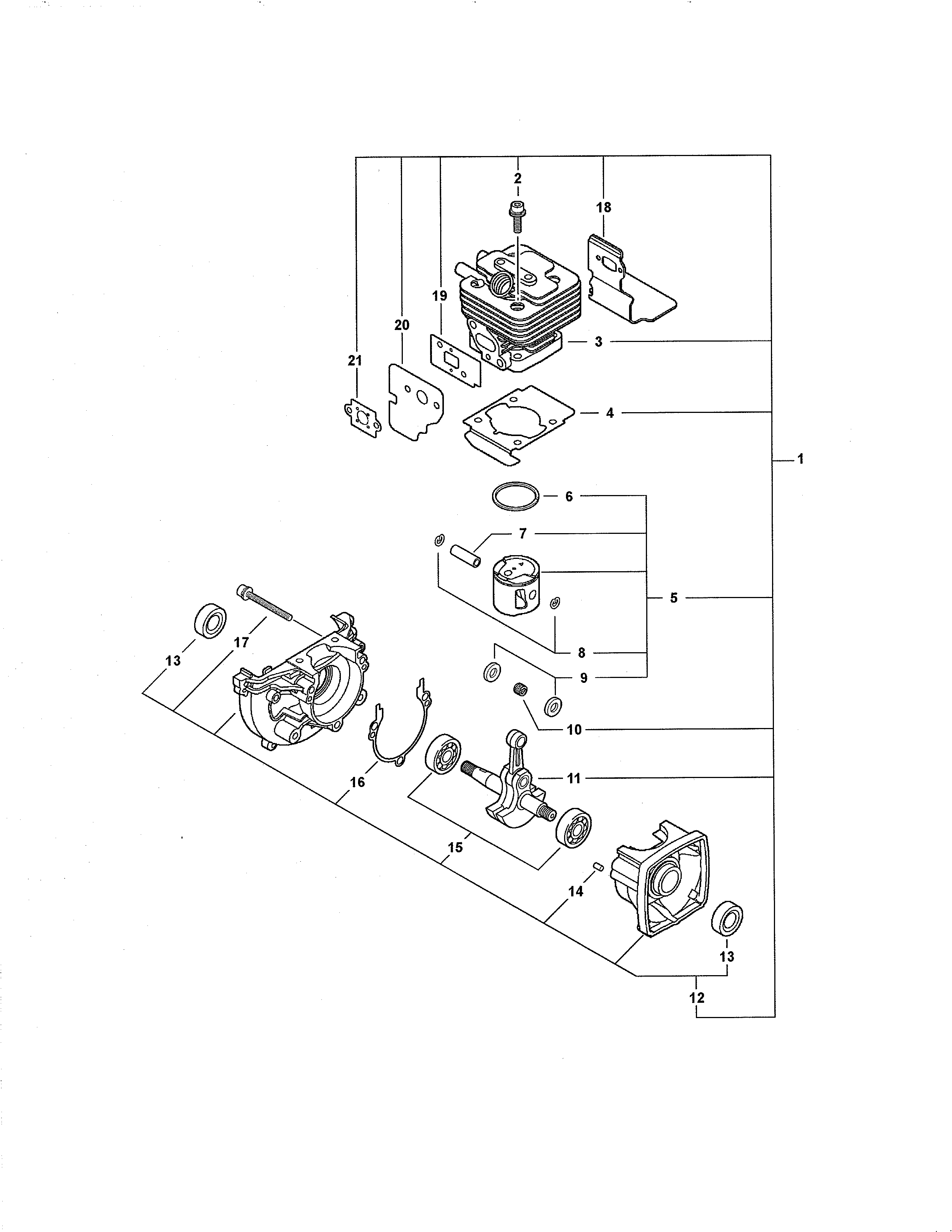 Echo PB-265L engine, short block - sb1092 diagram