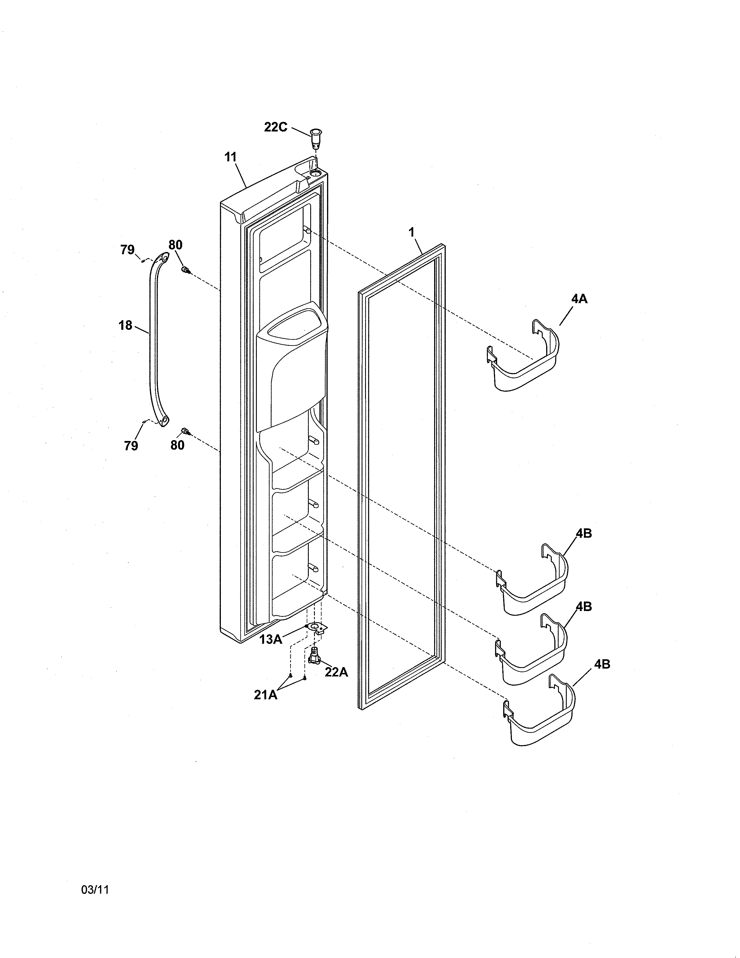 Frigidaire FGUS2632LP1 freezer door diagram