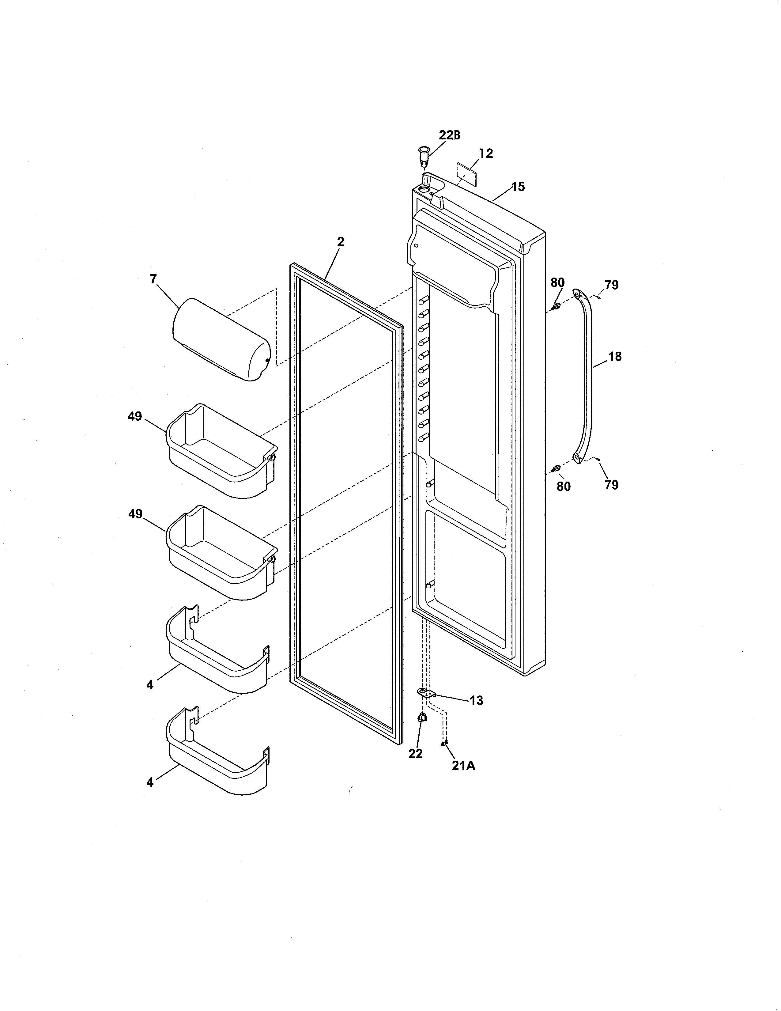 Frigidaire FGUS2632LP1 refrigerator door diagram