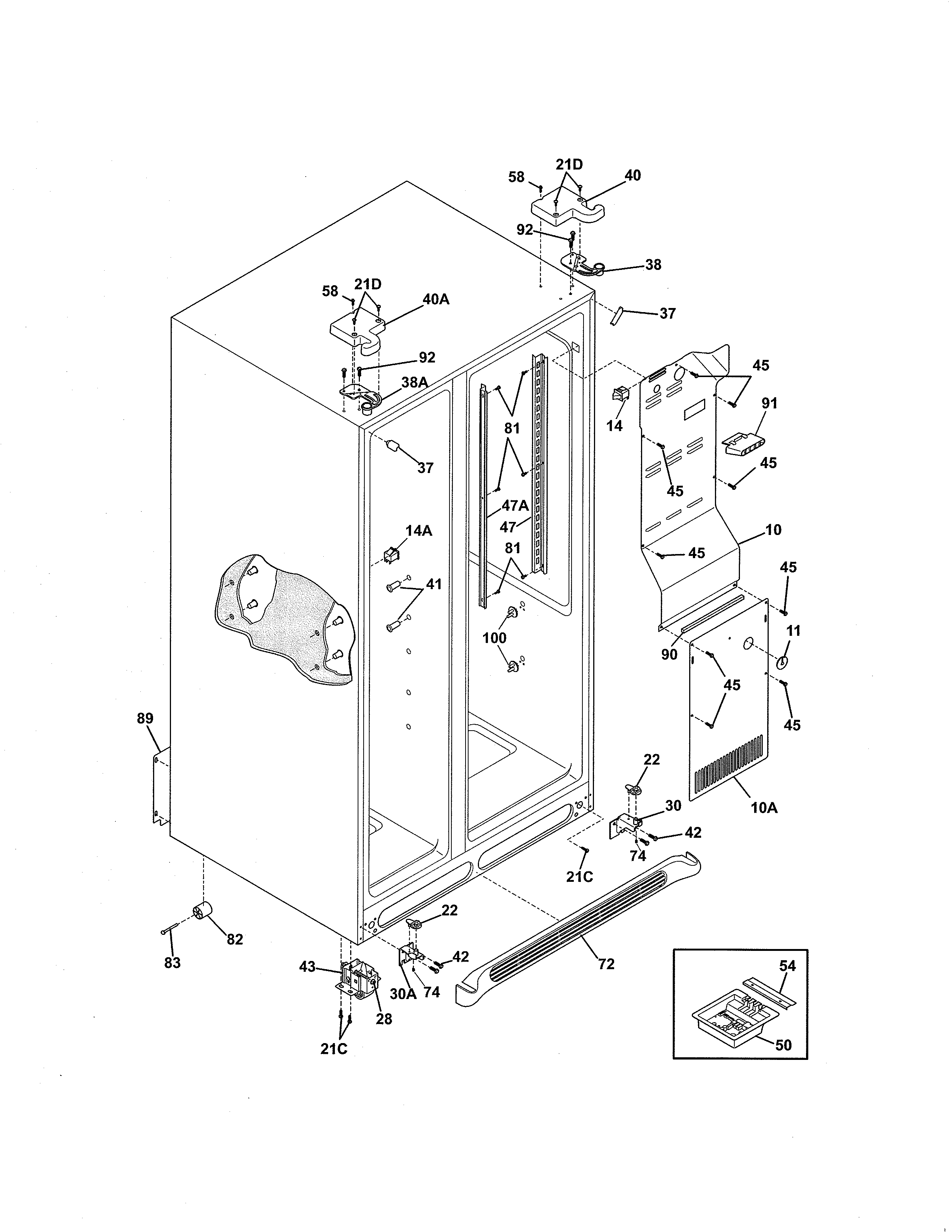 Frigidaire FGUS2632LP1 cabinet diagram