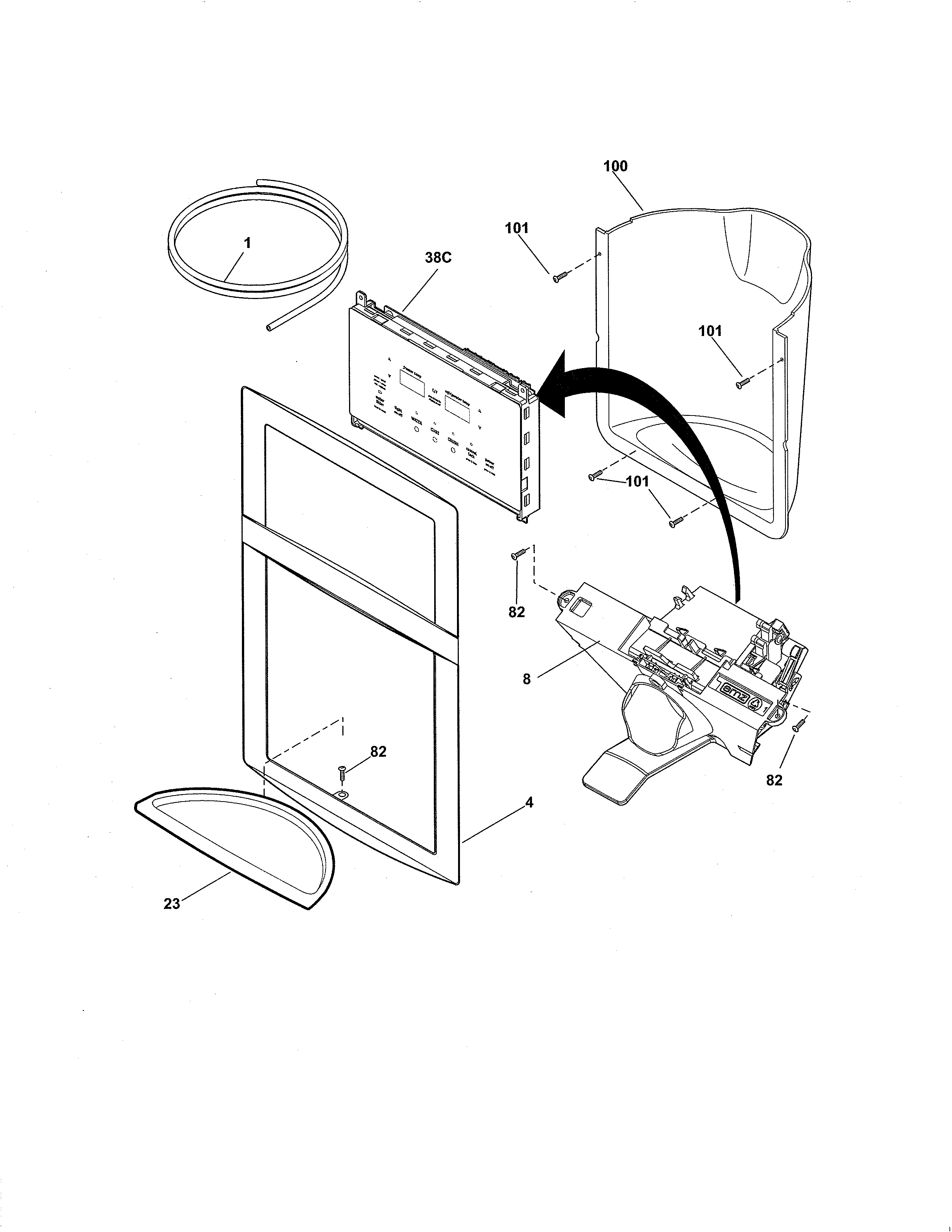 Frigidaire FGUS2632LP1 ice & water dispenser diagram