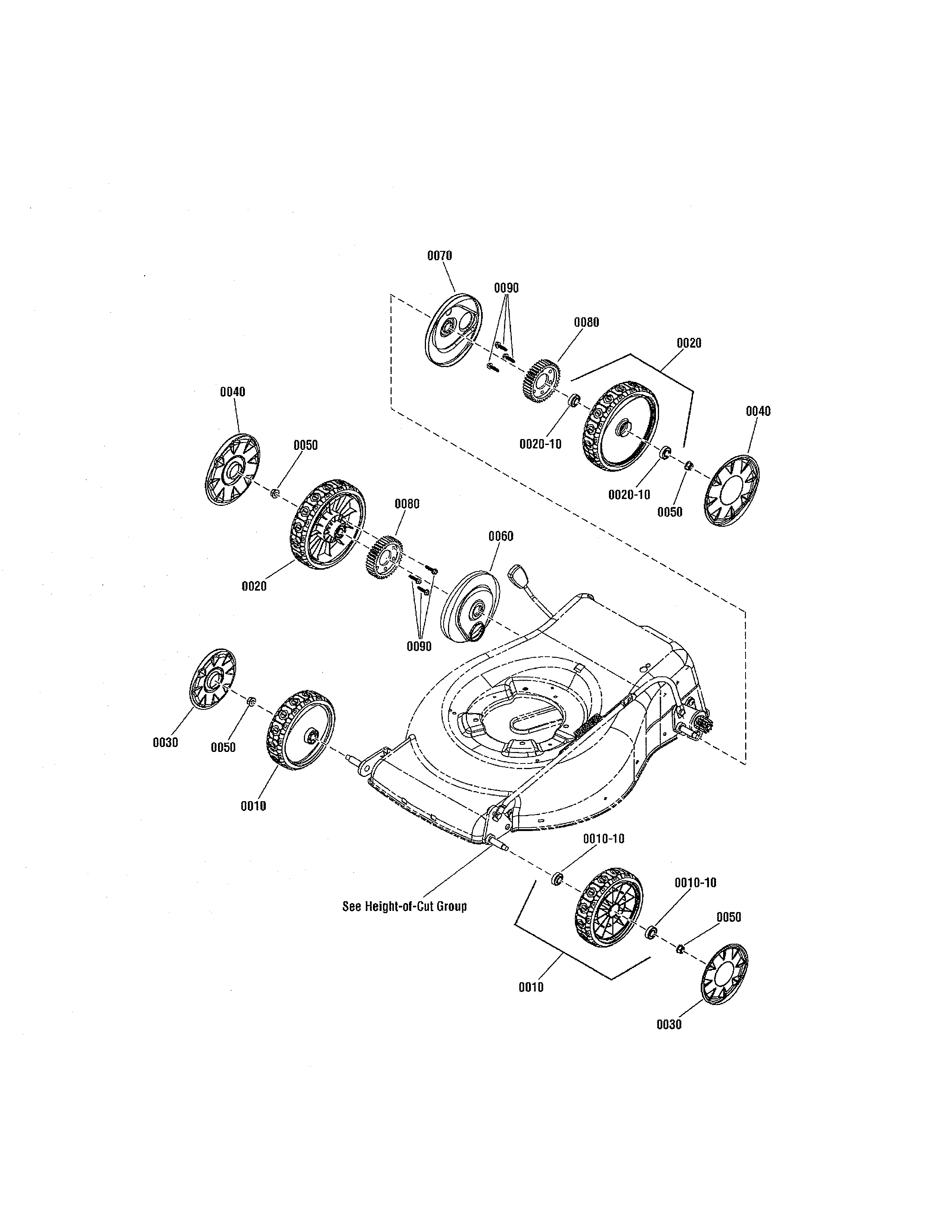Snapper 881545-00 (SP19550EX) wheels - self-propelled diagram