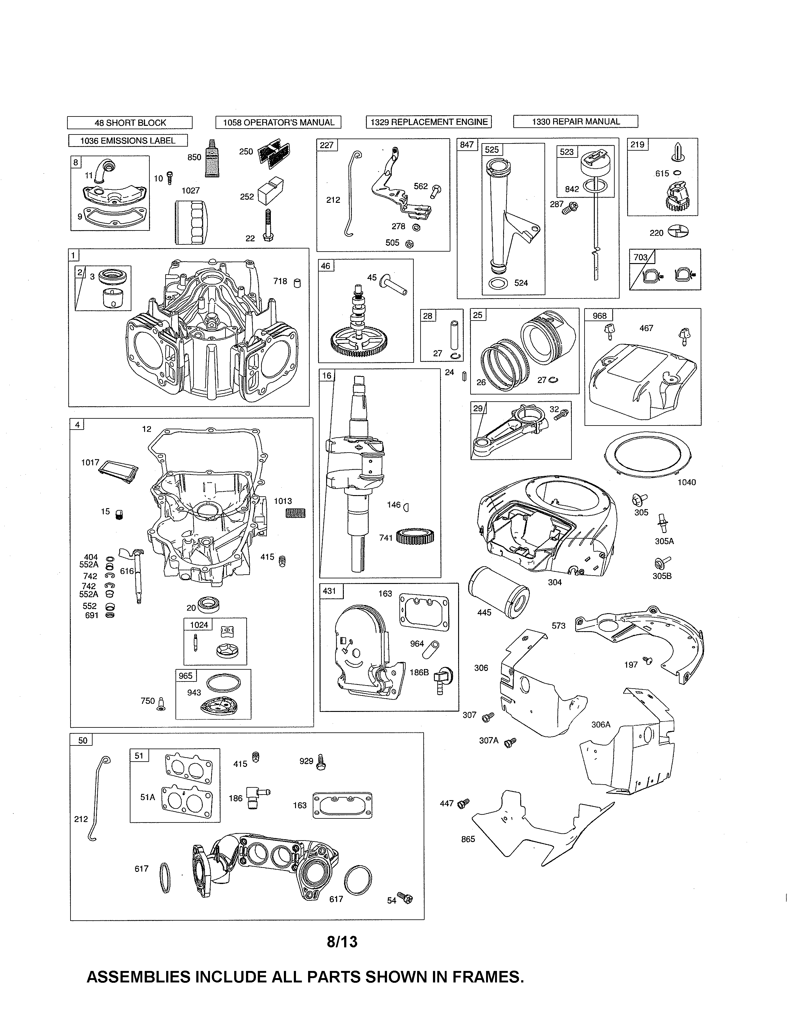 Craftsman 917288163 cylinder/crankshaft/sump diagram