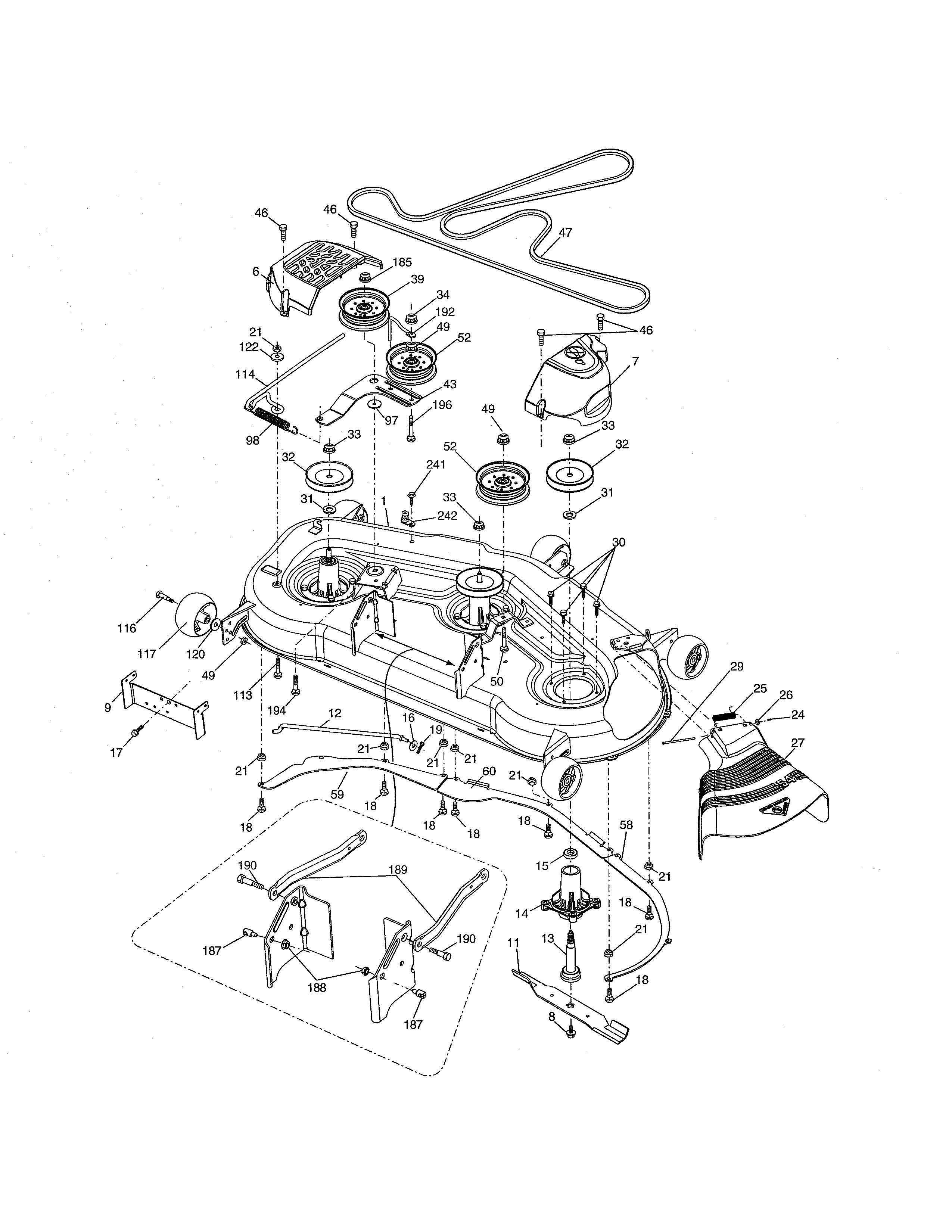 Husqvarna 290840 mower deck diagram