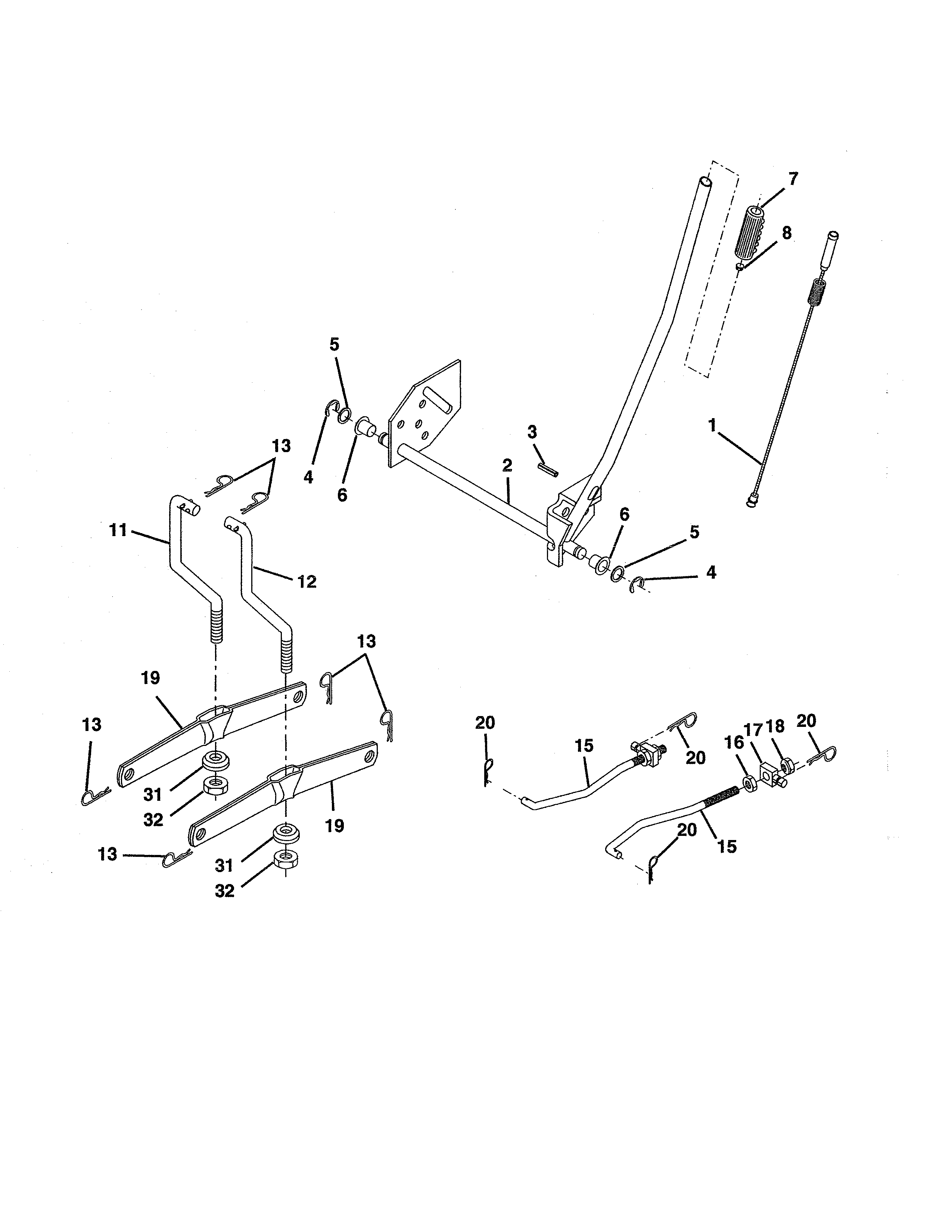 Weed Eater HD13538 (96016000100) mower lift diagram