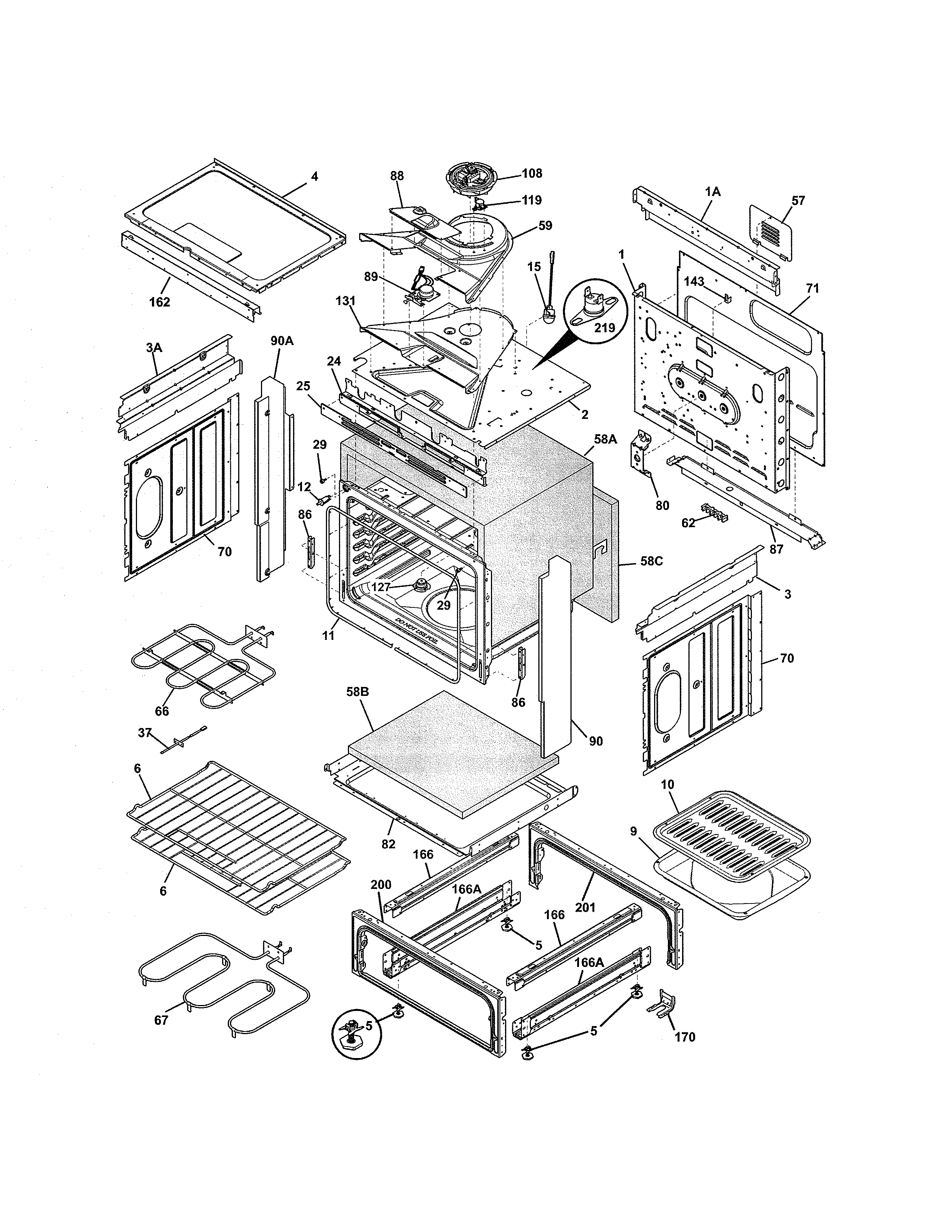 Frigidaire FFES3015PWA body diagram
