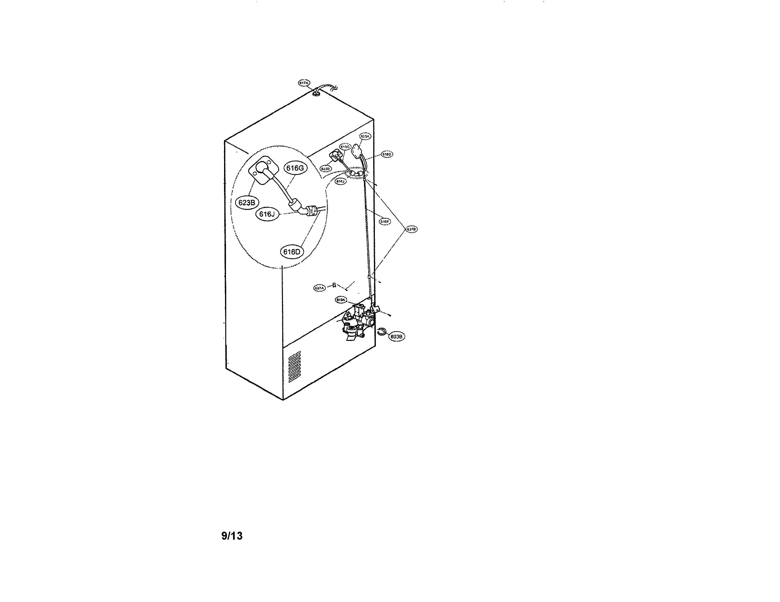 Kenmore 79570329310 valve & water tube parts diagram