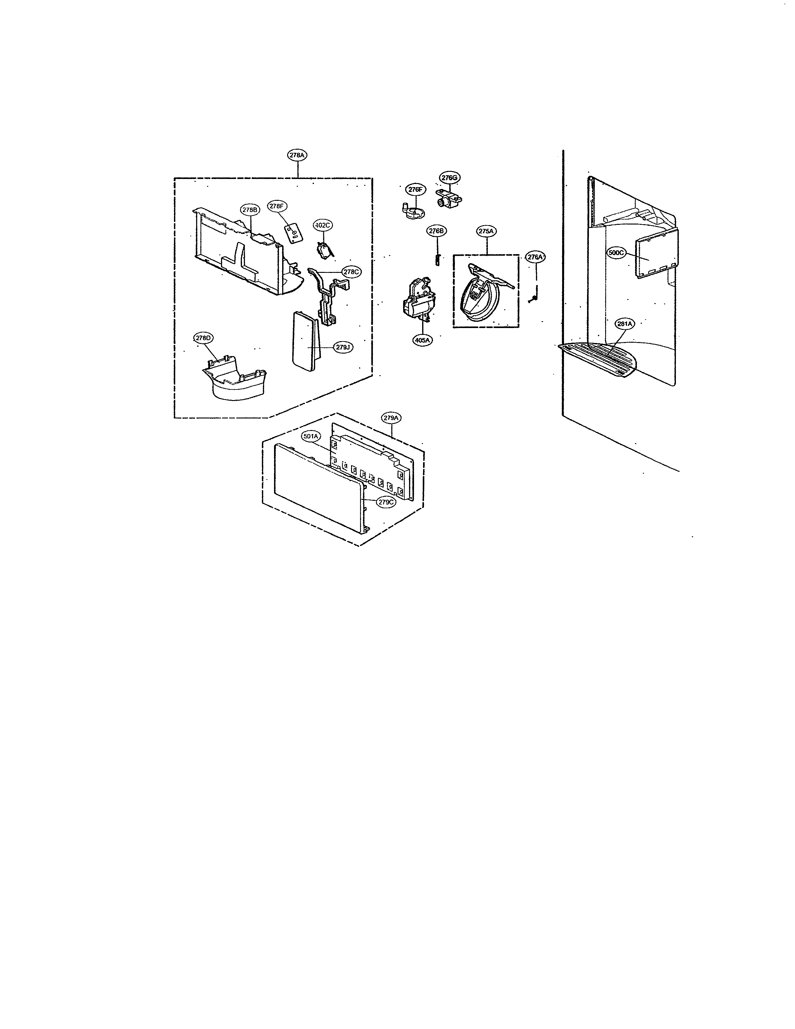 Kenmore 79570329310 dispenser parts diagram