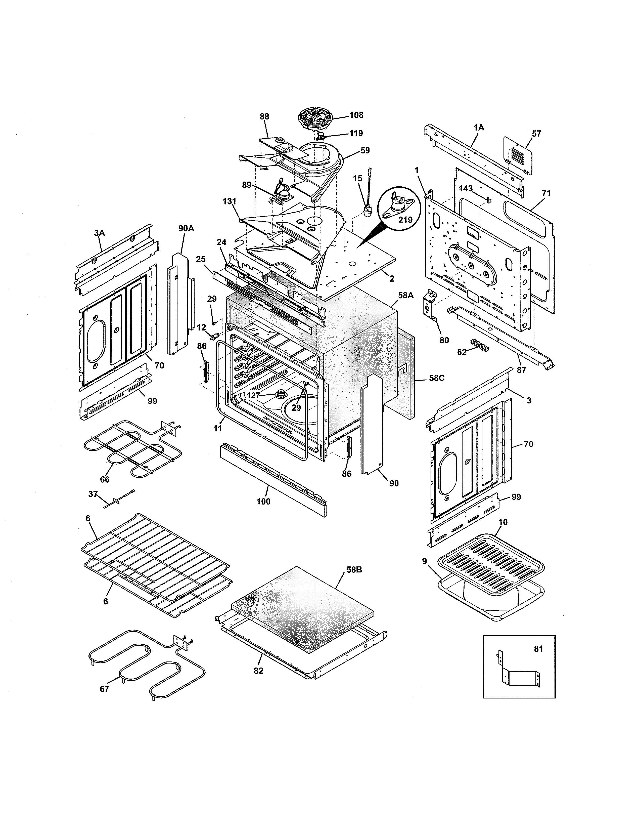Frigidaire FFED3025PSA body diagram