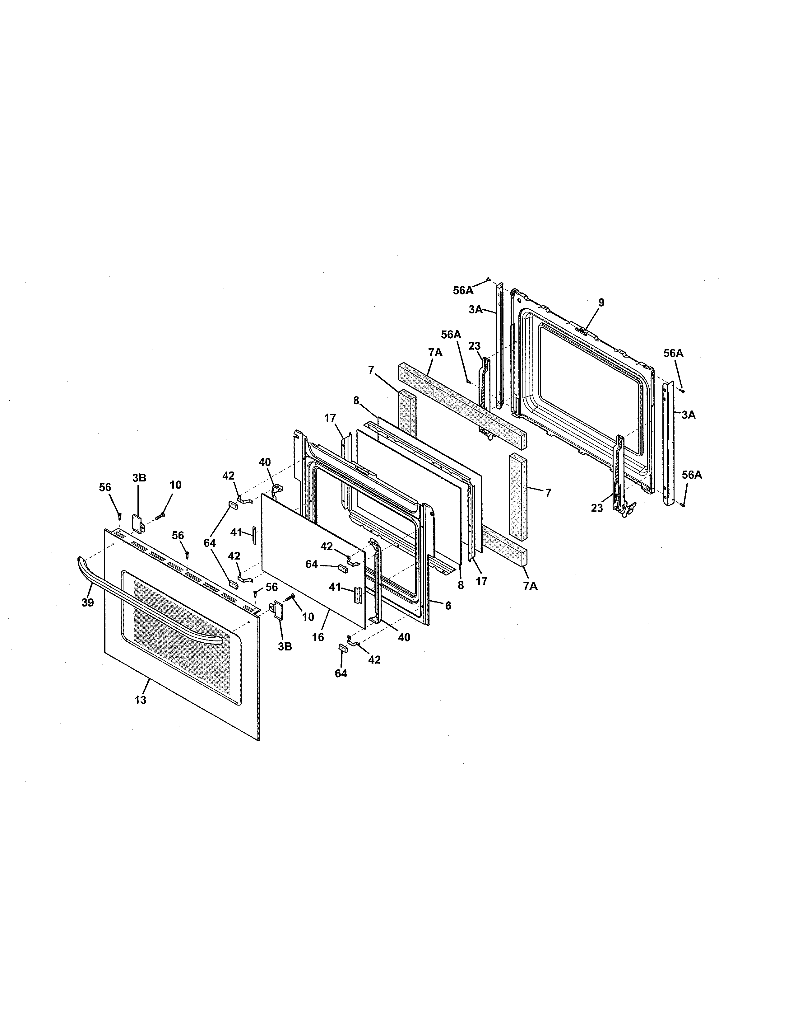Frigidaire FFED3025PSA door diagram