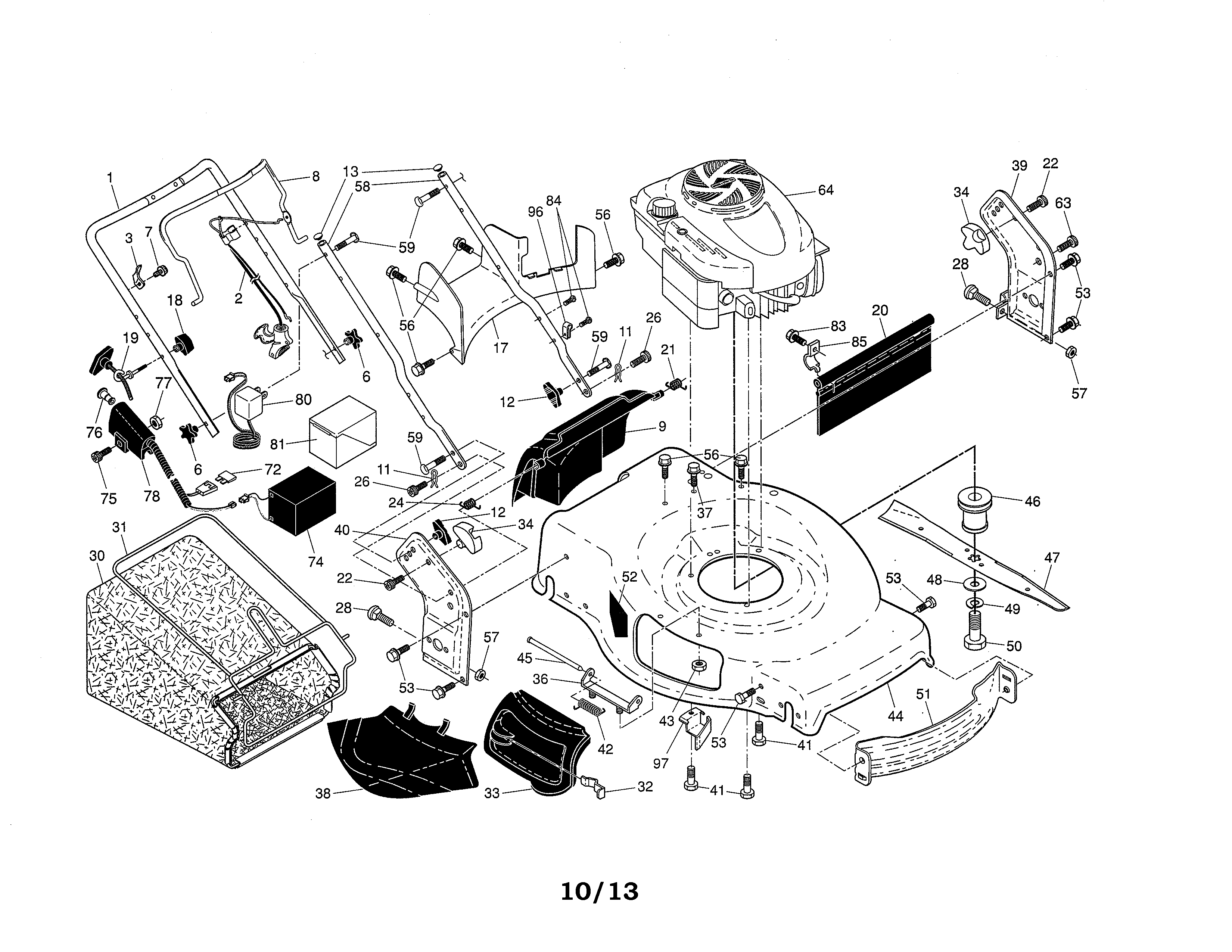 Craftsman 917370933 engine/housing/handle diagram