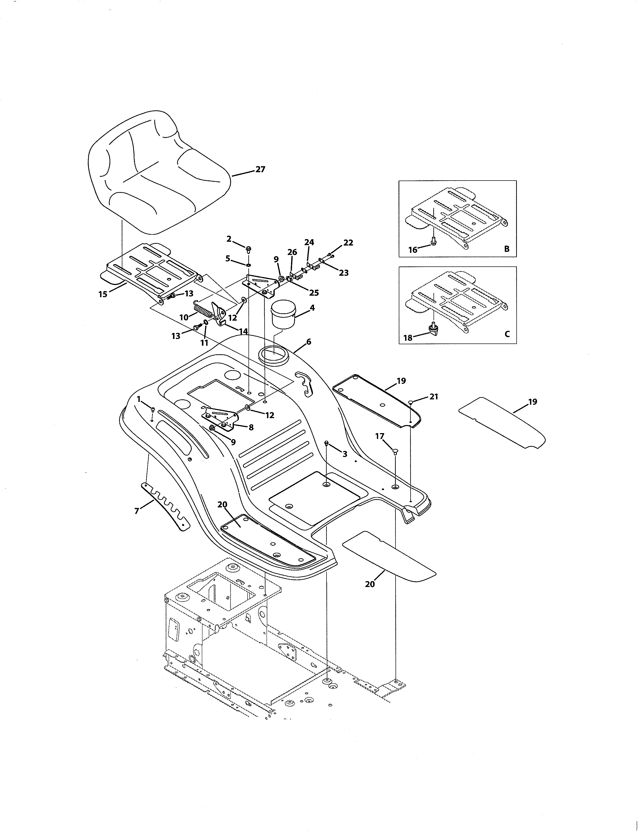 Craftsman 24725111 seat & fender diagram
