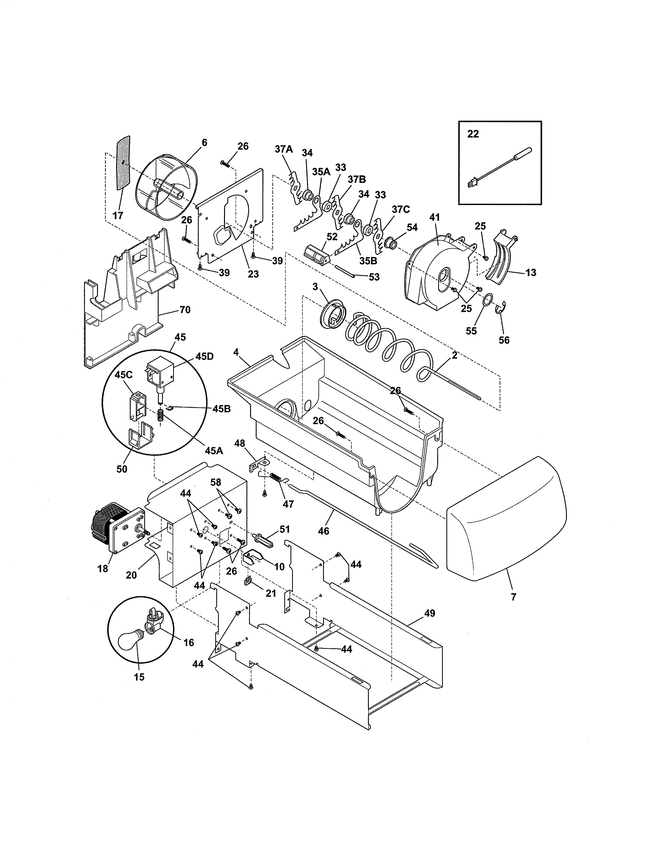 Kenmore 25354664408 ice container diagram
