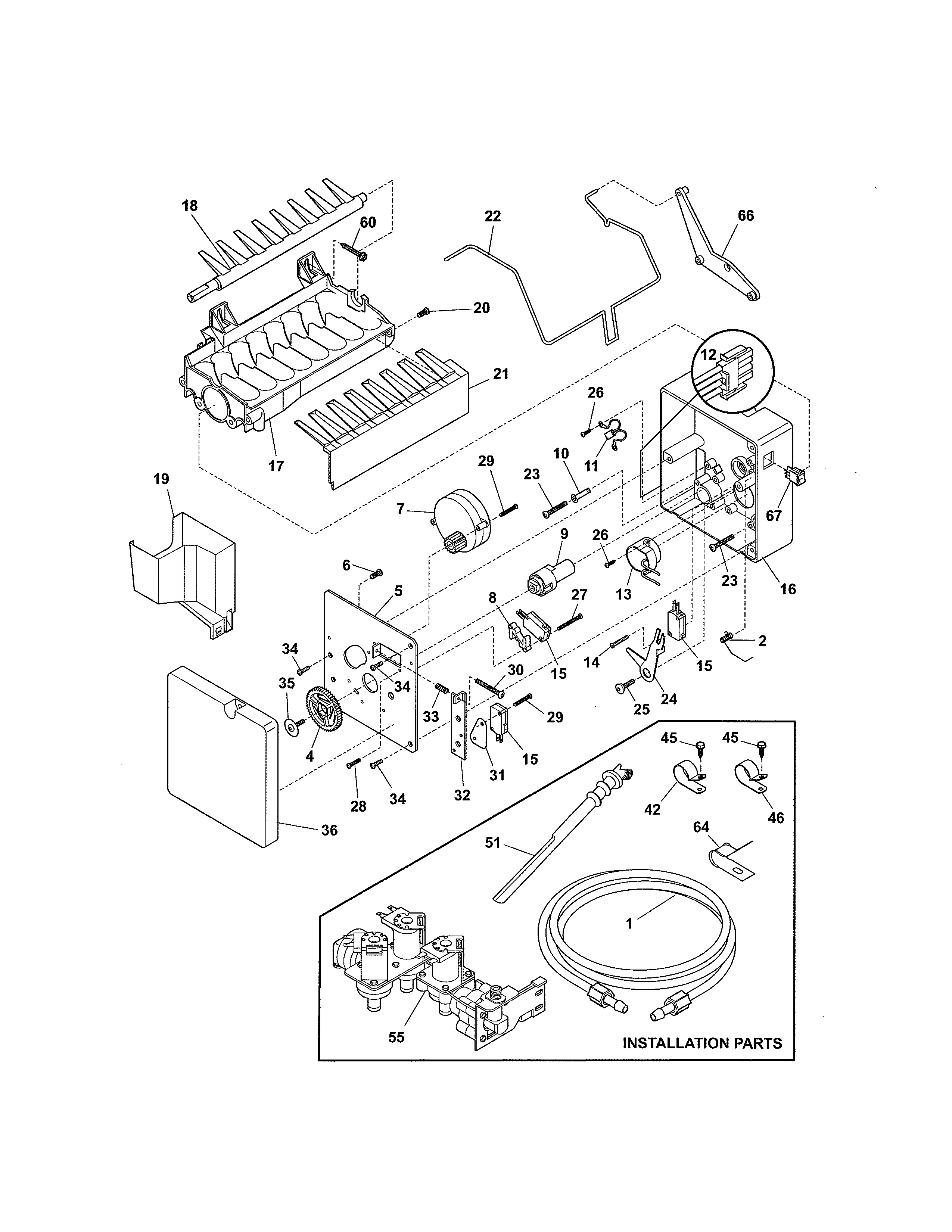 Kenmore 25354664408 ice maker diagram