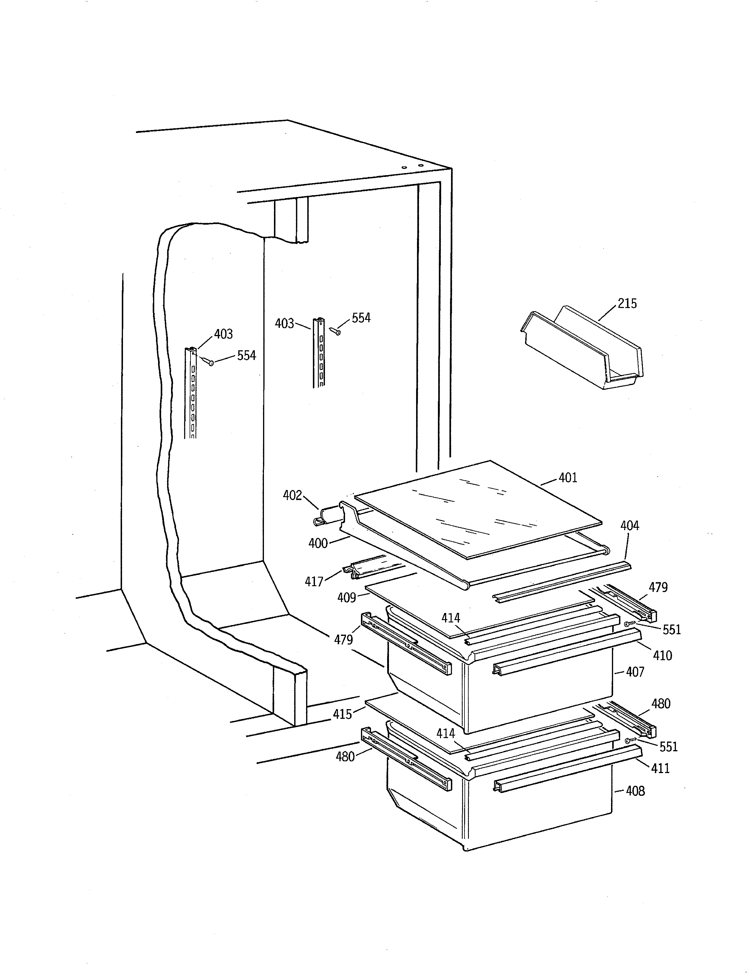 Kenmore 36358067896 refrigerator shelves diagram