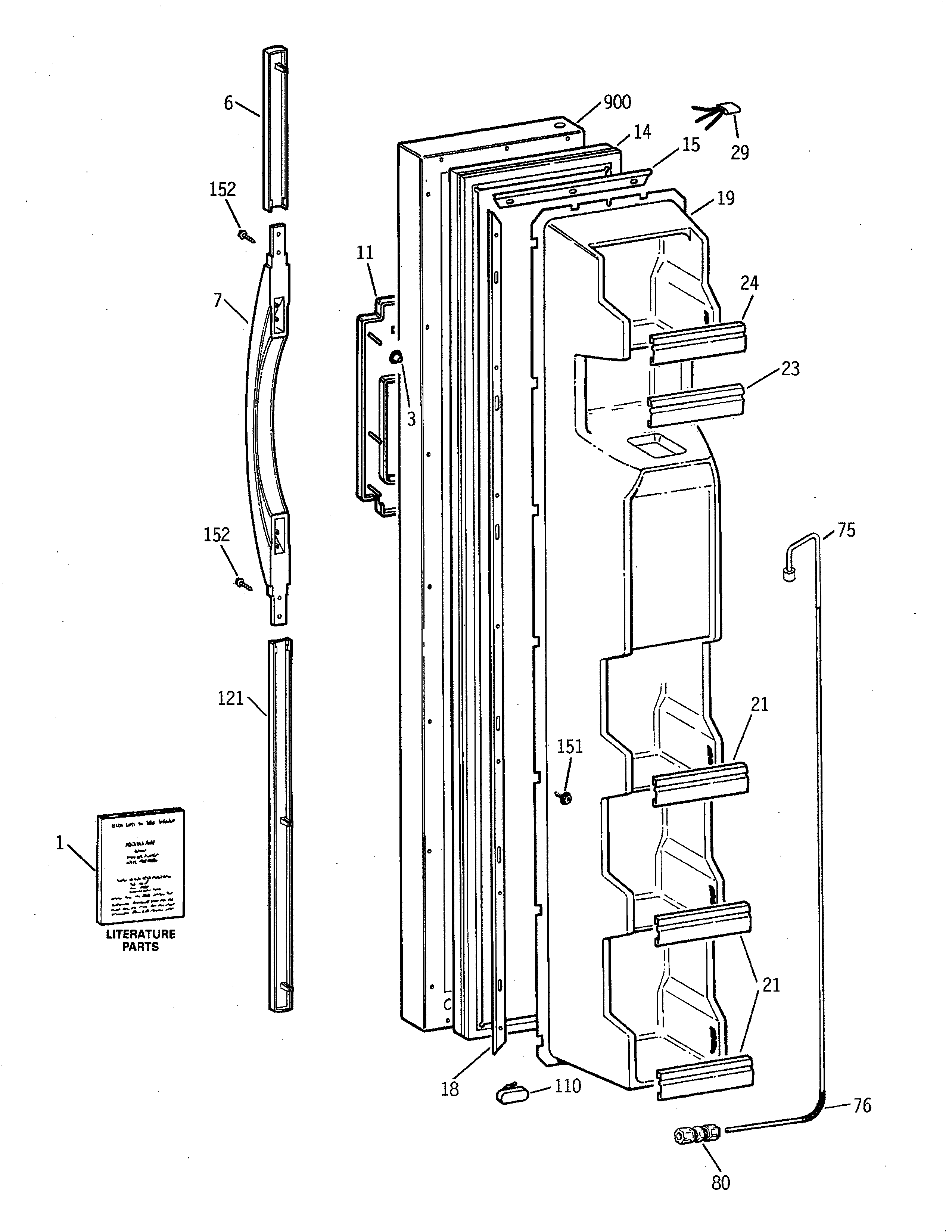 Kenmore 36358067896 freezer door diagram