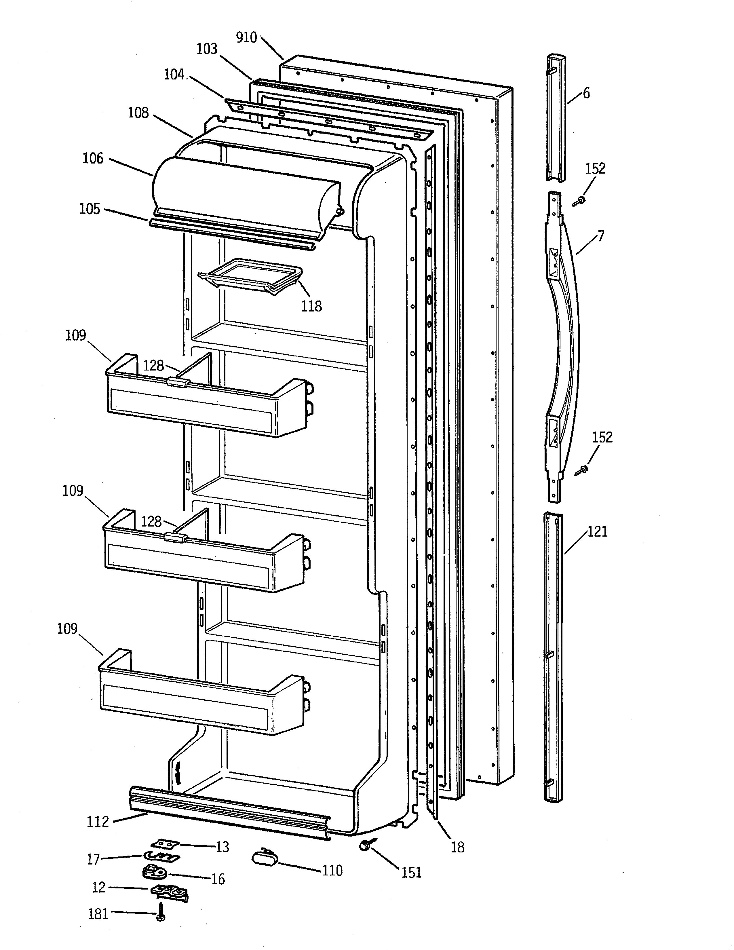 Kenmore 36358067896 refrigerator door diagram