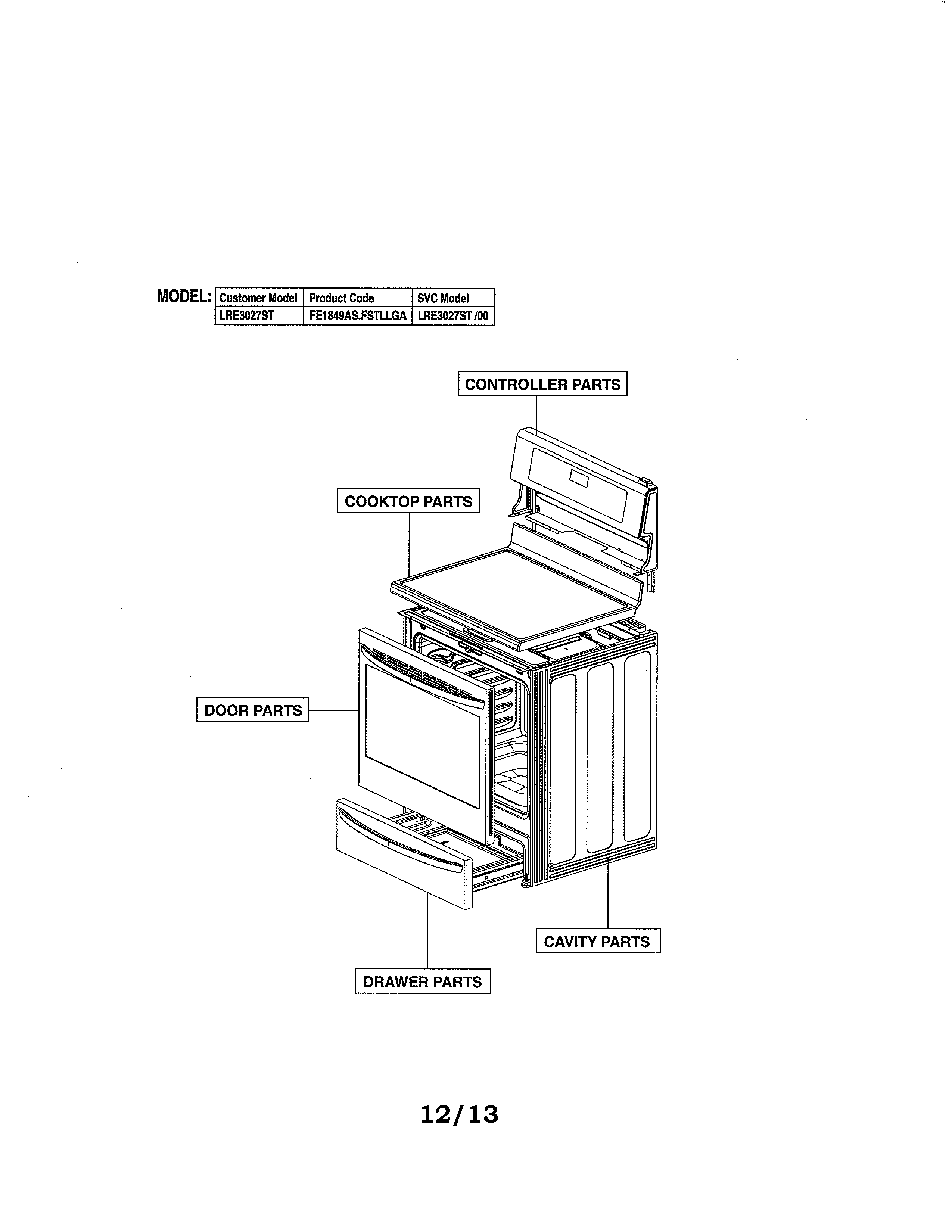 LG LRE3027ST main unit diagram