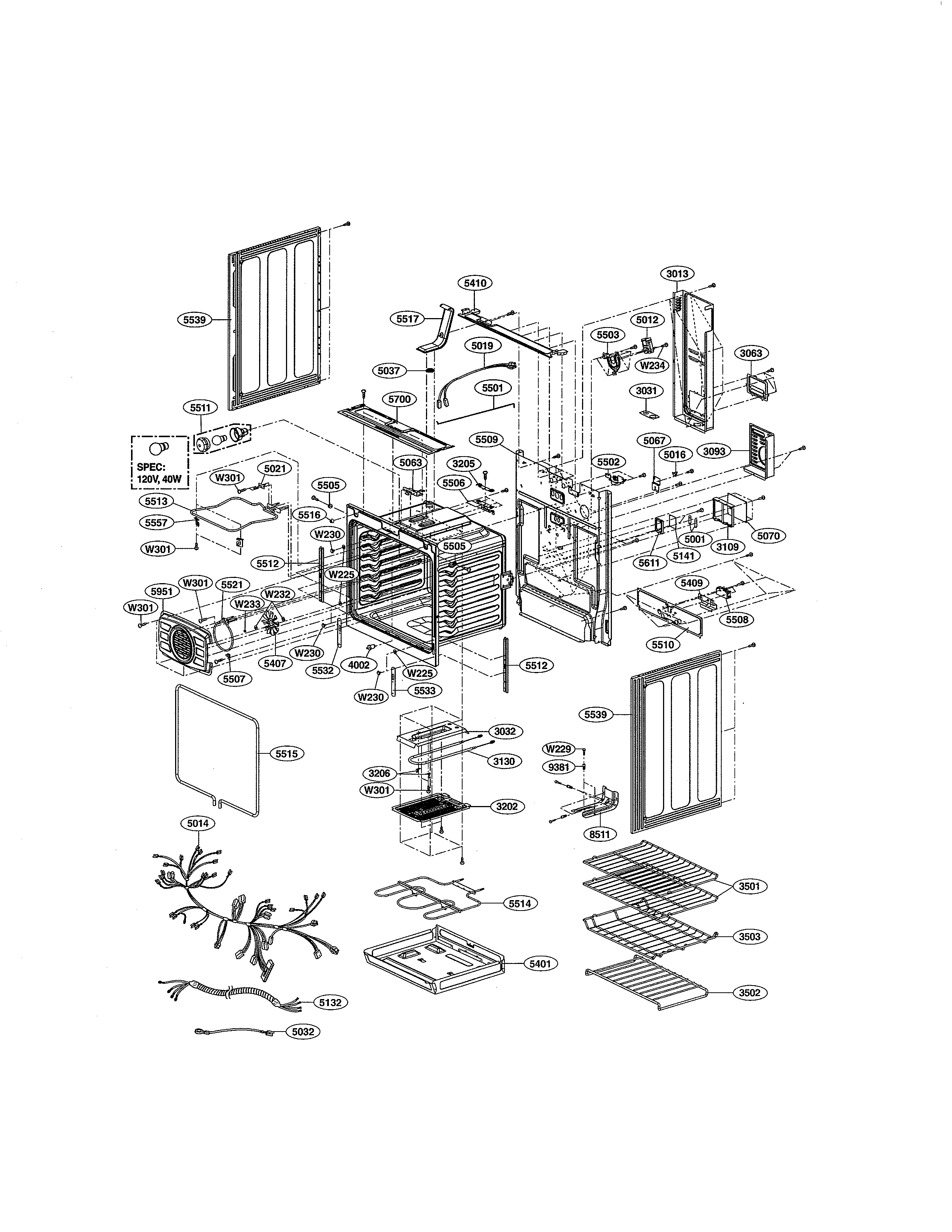LG LRE3027ST cavity diagram