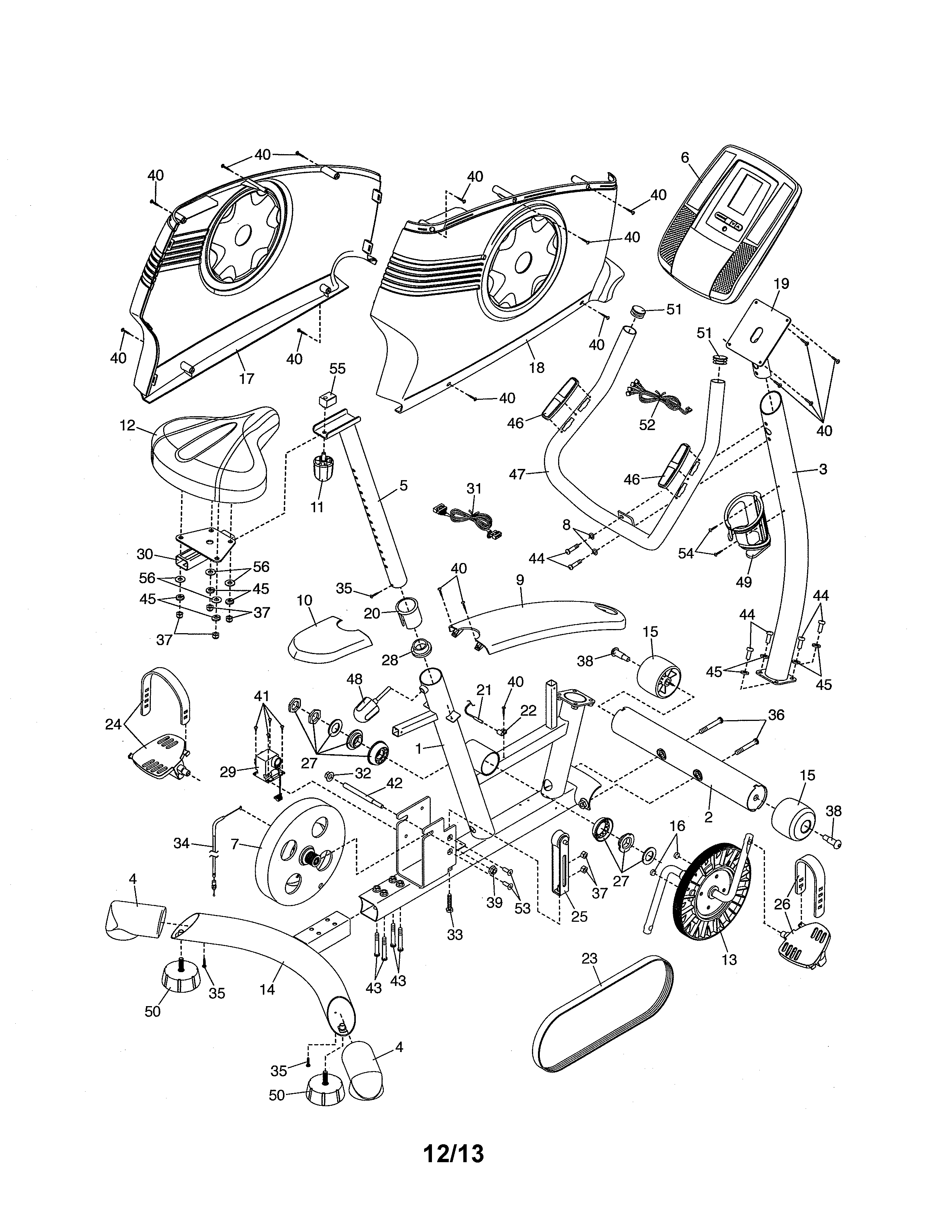 Proform 831219415 exercise bike diagram