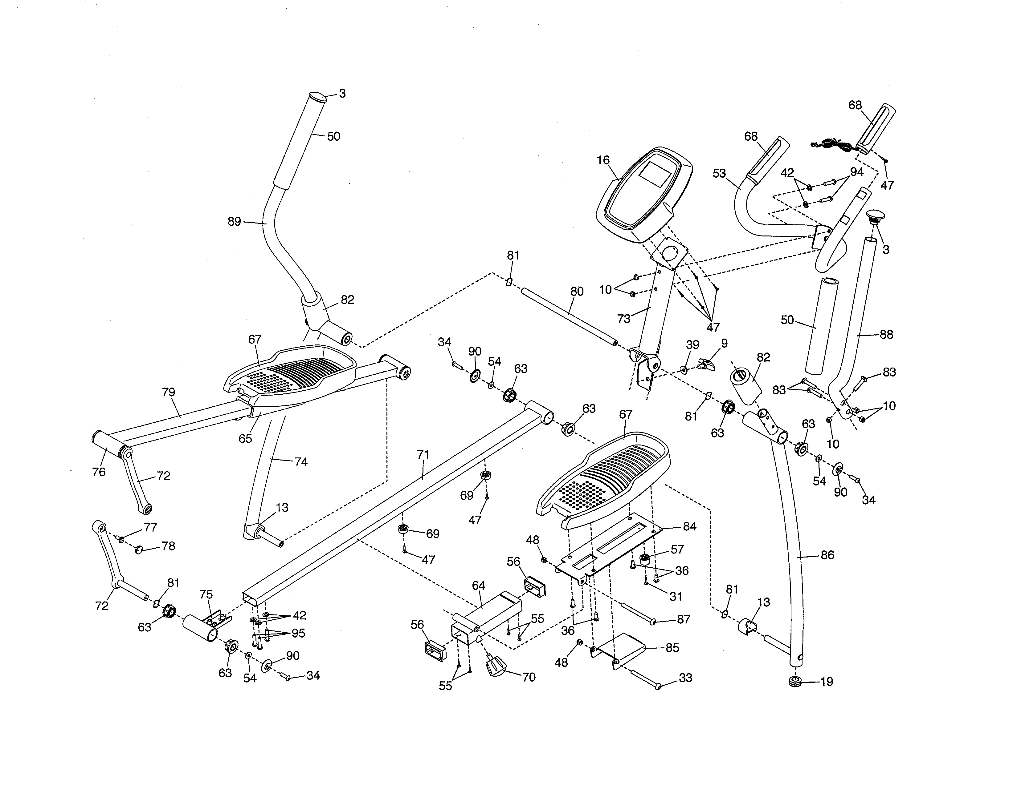 Proform 831238800 console/pedals/handle bars diagram
