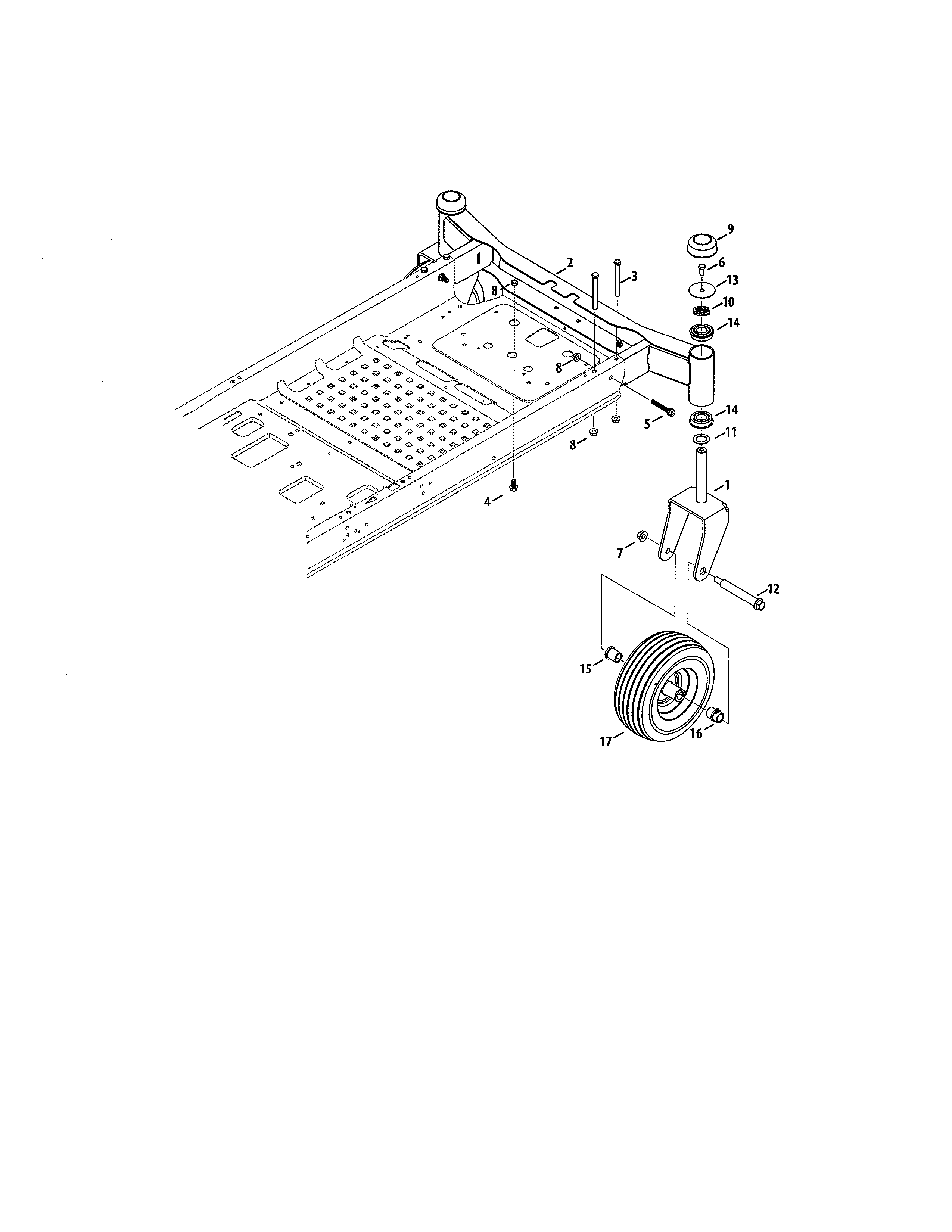 Craftsman 247204110 caster wheel bracket diagram