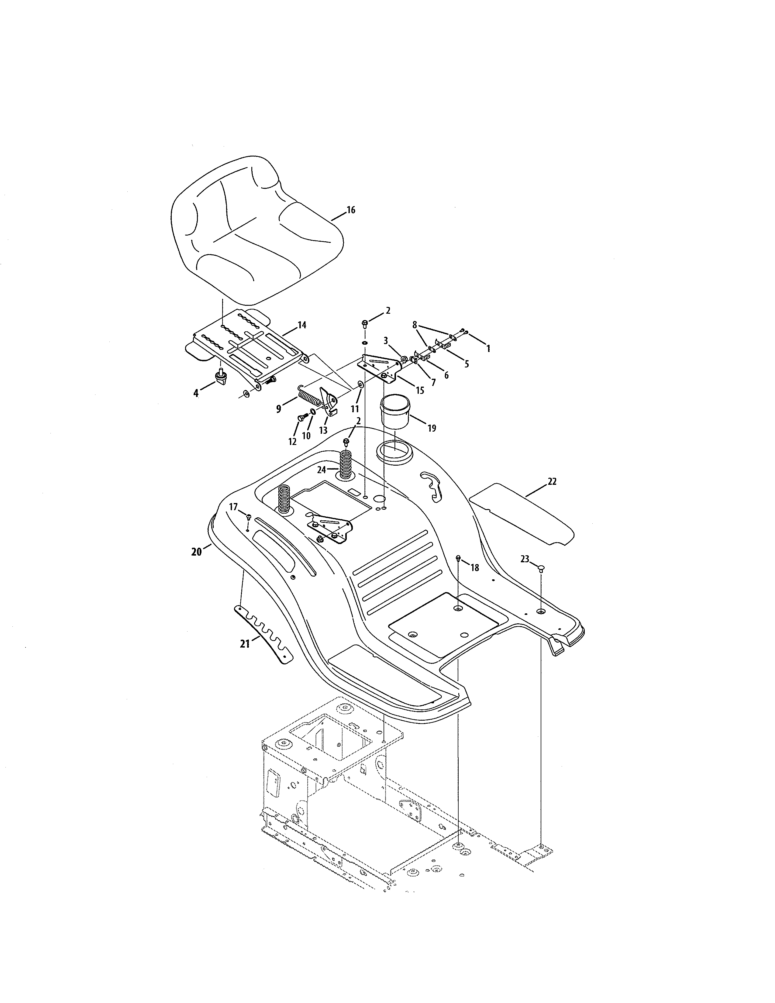 Craftsman 247203710 seat/fender diagram